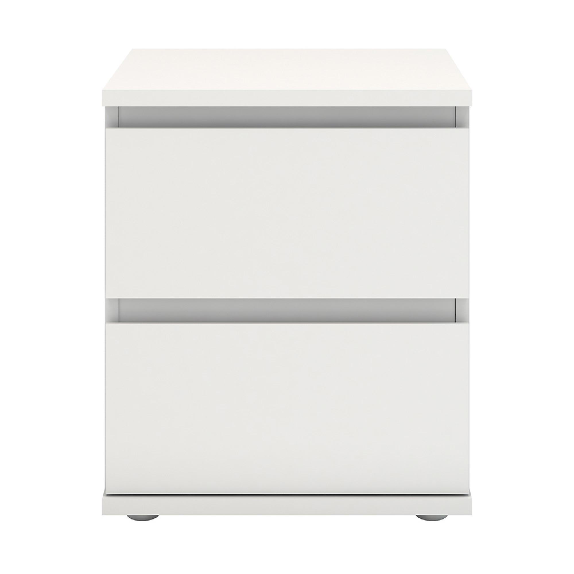 Nova Bedside Cabinet - 2 Drawer - White