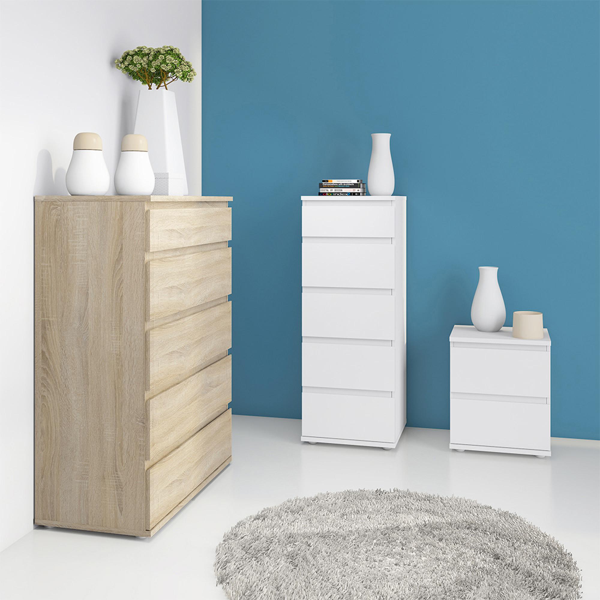 Nova Bedside Cabinet - 2 Drawer - White