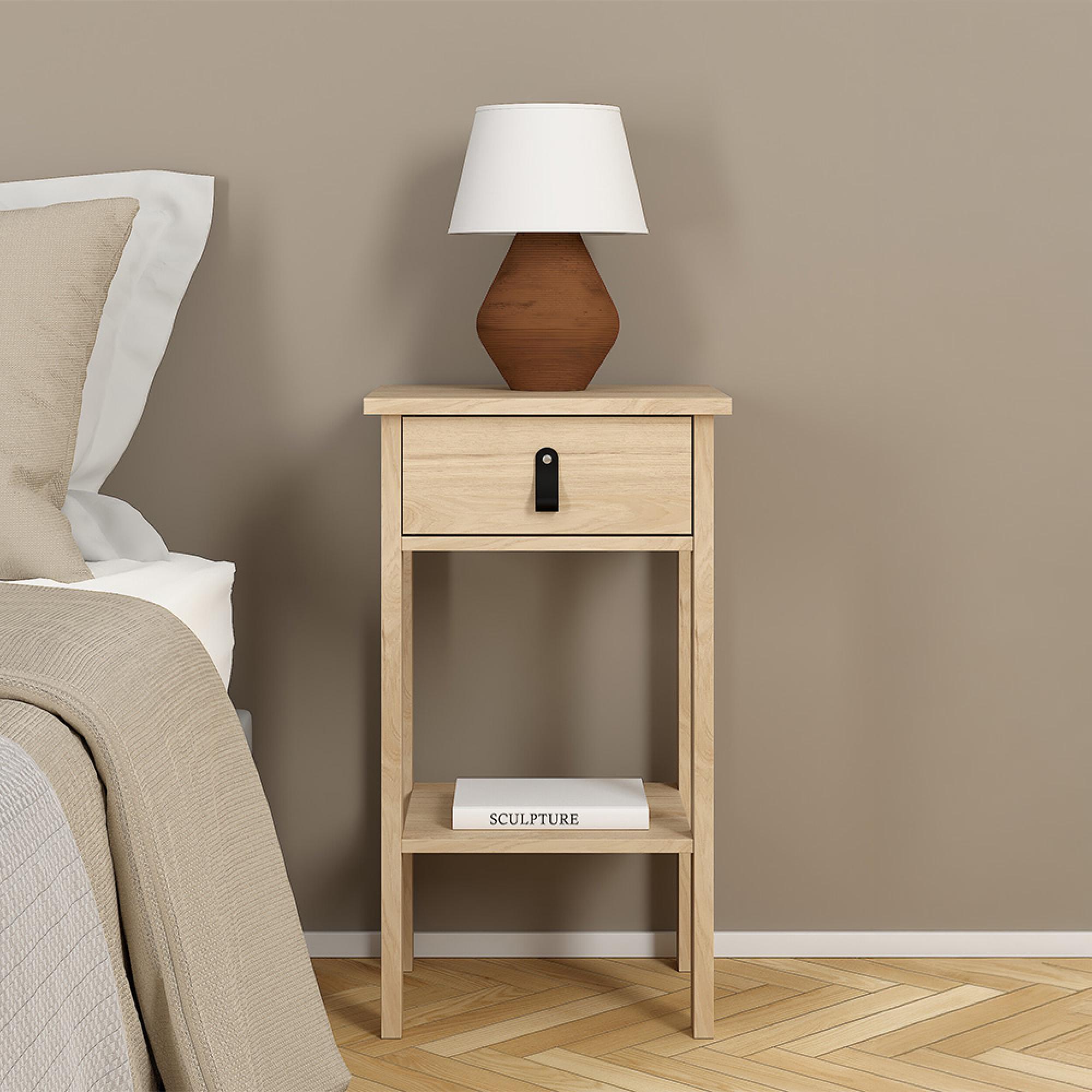 Barcelona Bedside Table - 1 Drawer - Jackson Hickory Oak