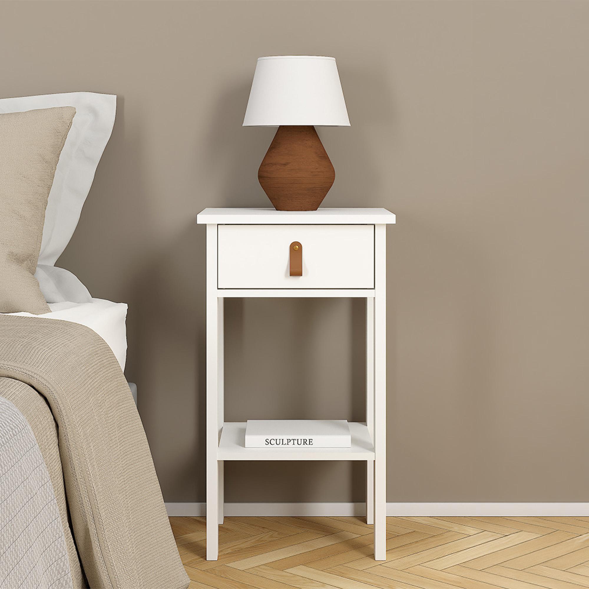 Barcelona Bedside Table - 1 Drawer - White