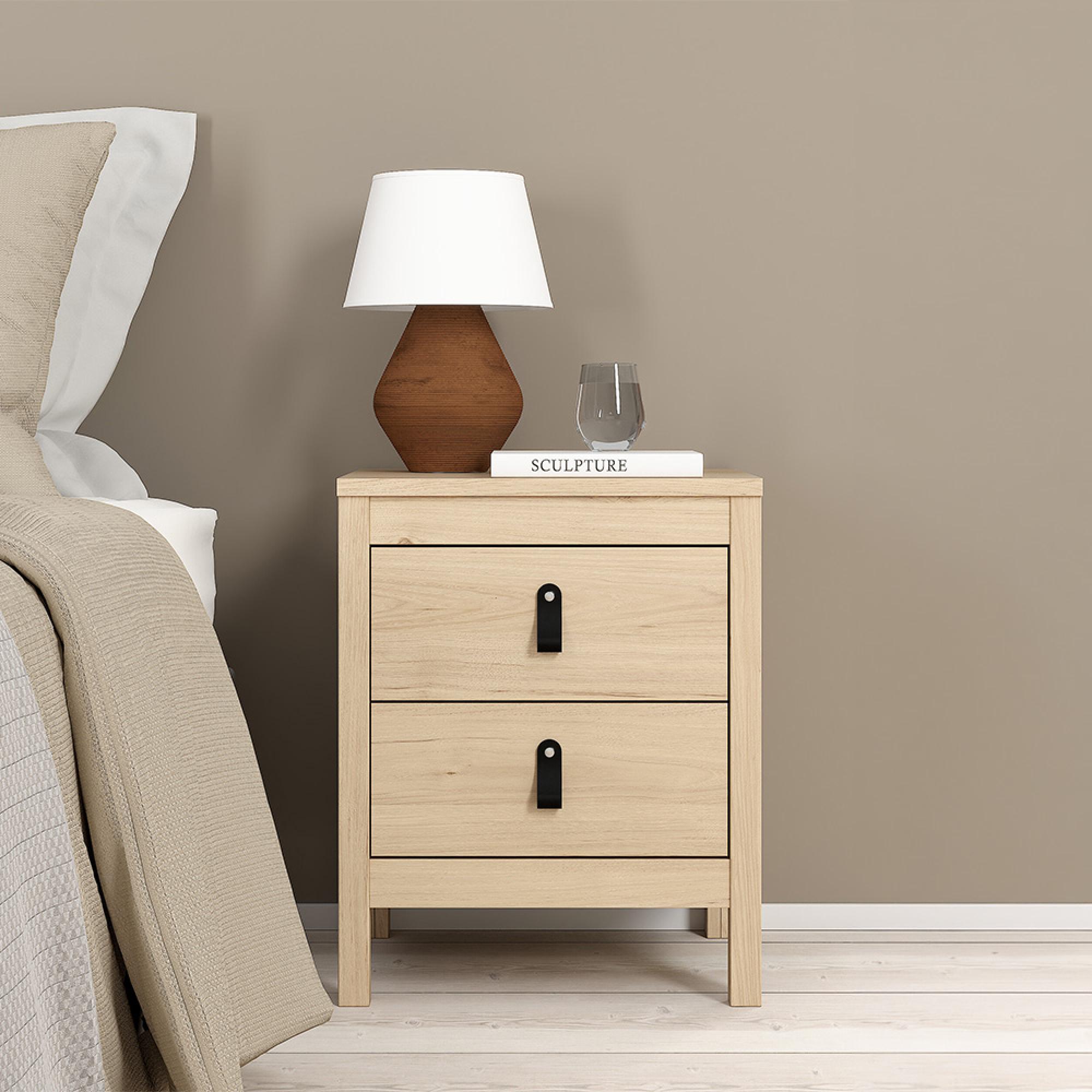 Barcelona Bedside Table - 2 Drawer - Jackson Hickory Oak