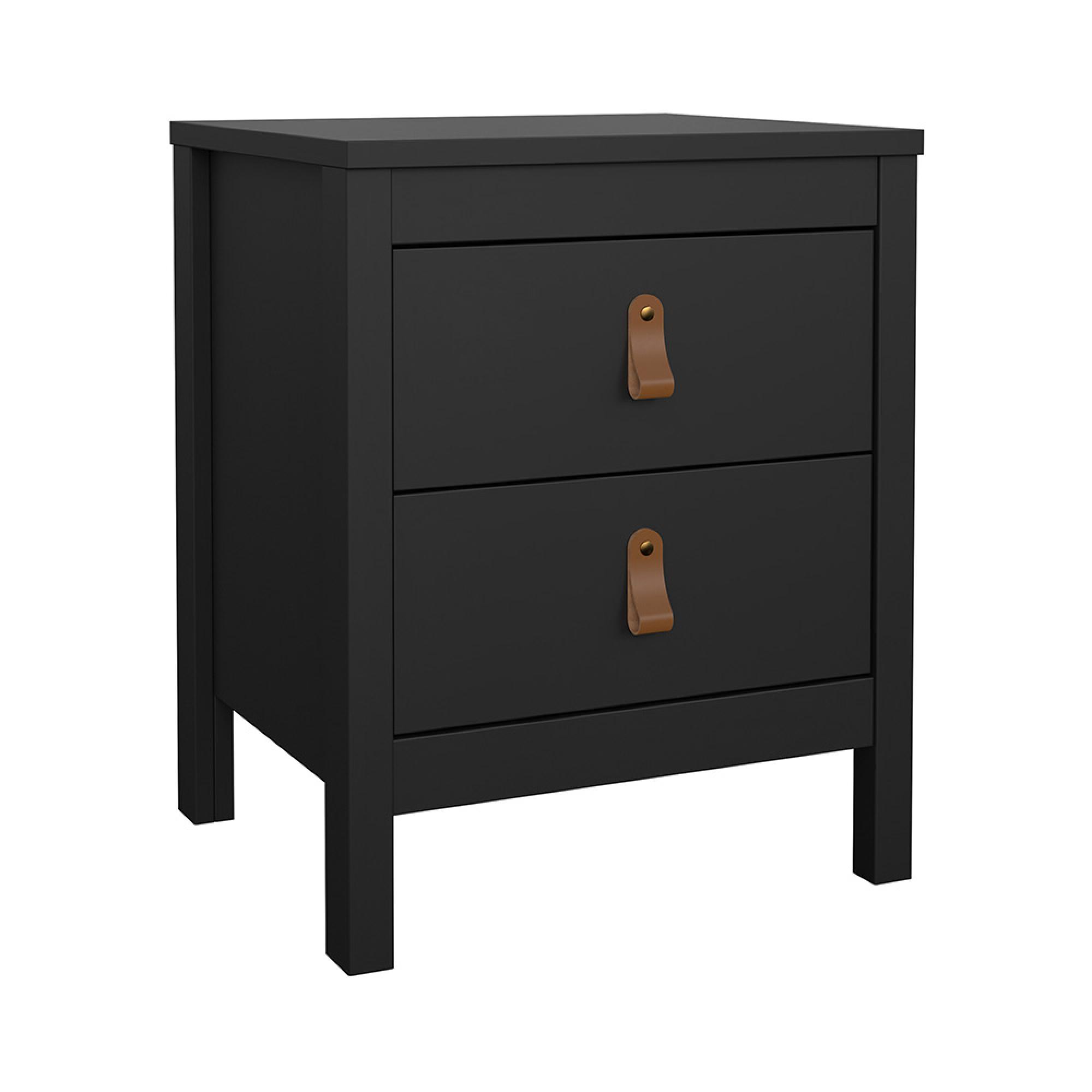 Barcelona Bedside Cabinet - 2 Drawer - Black