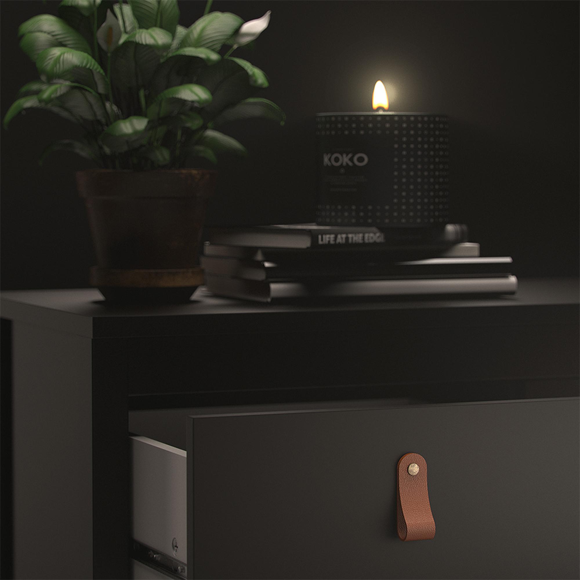 Barcelona Bedside Cabinet - 2 Drawer - Black