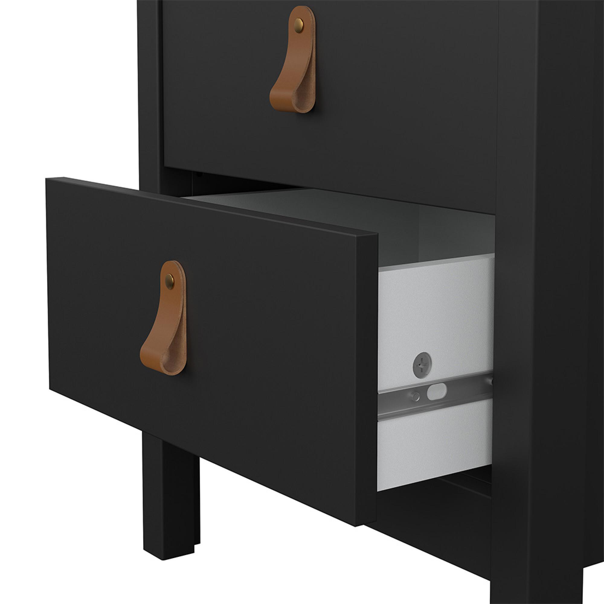 Barcelona Bedside Cabinet - 2 Drawer - Black
