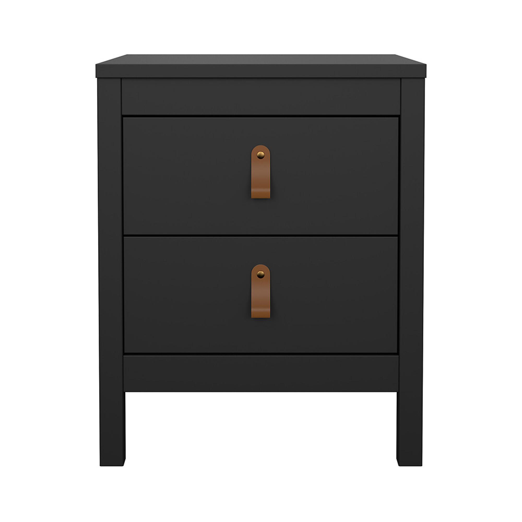 Barcelona Bedside Cabinet - 2 Drawer - Black