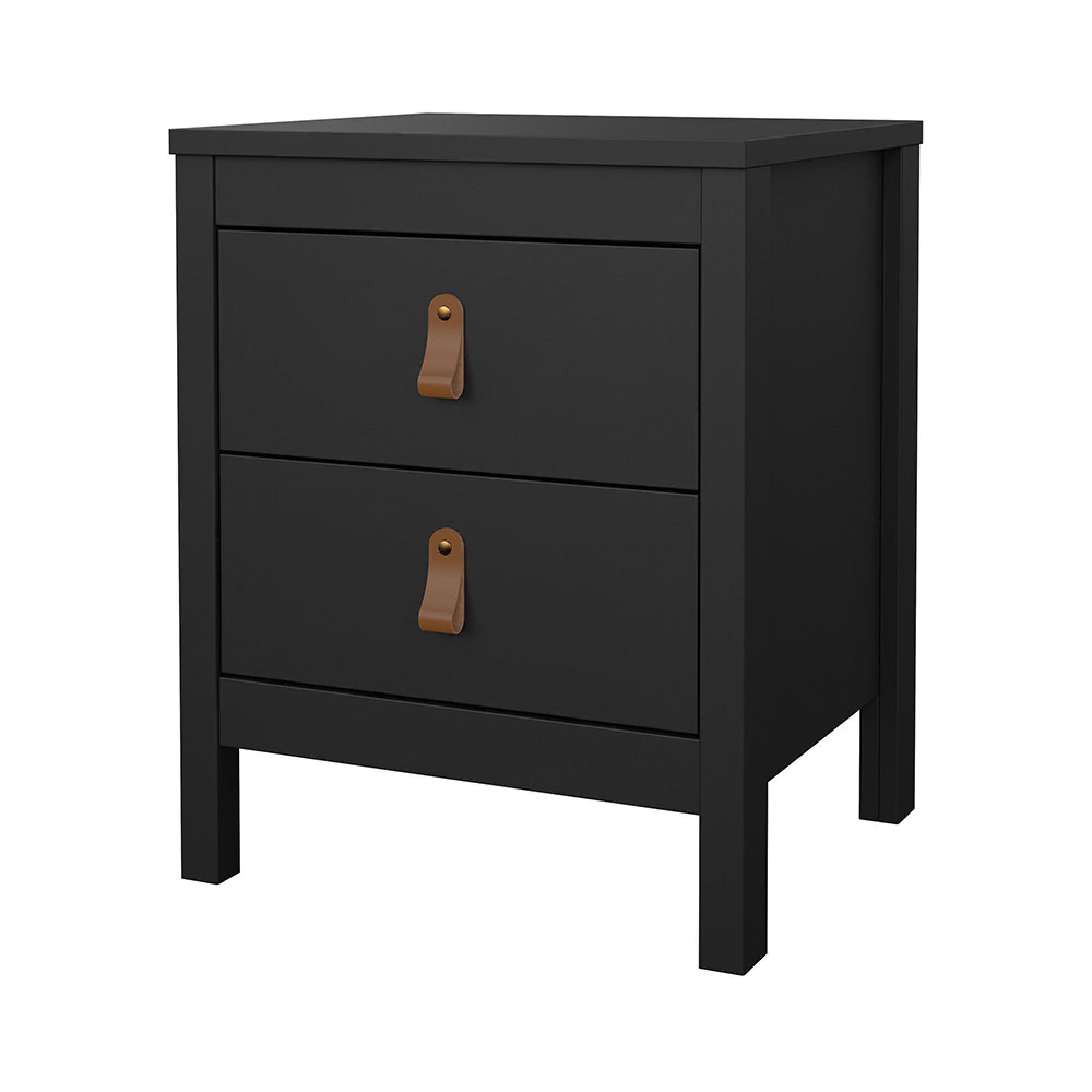 Barcelona Bedside Cabinet - 2 Drawer - Black