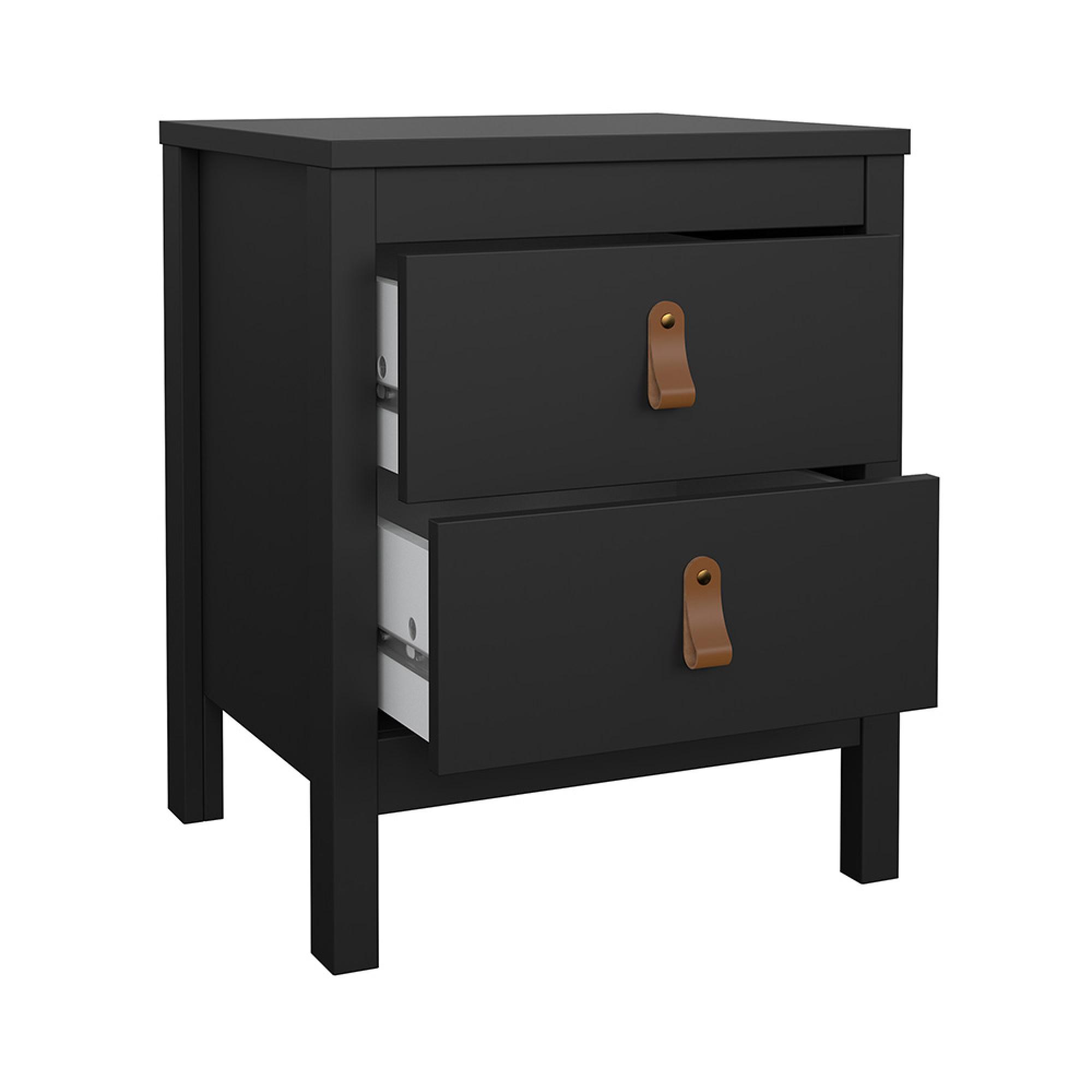 Barcelona Bedside Cabinet - 2 Drawer - Black