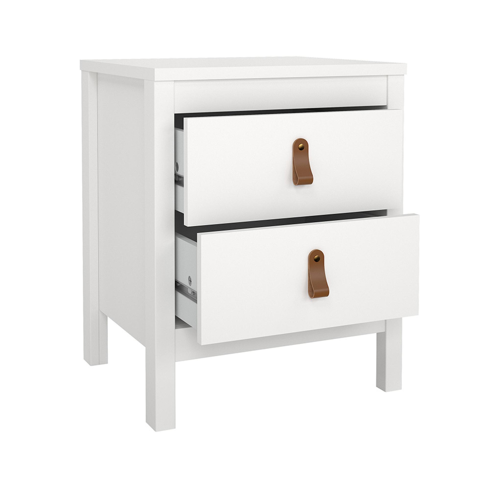 Barcelona Bedside Cabinet - 2 Drawer - White
