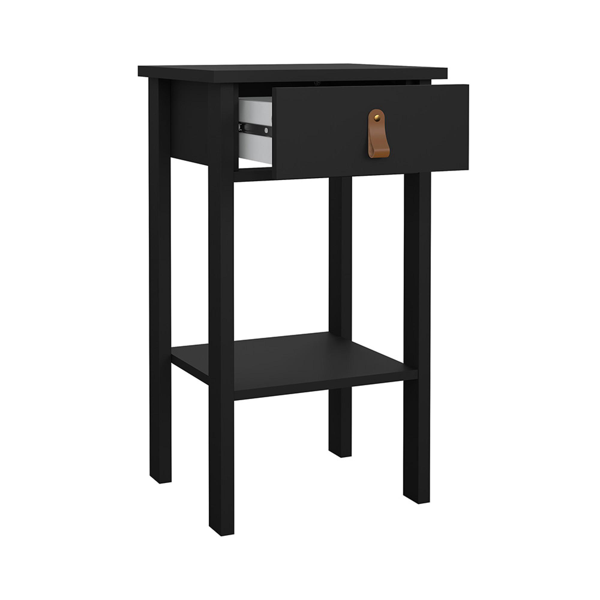 Barcelona Bedside Table - 1 Drawer - Matt Black