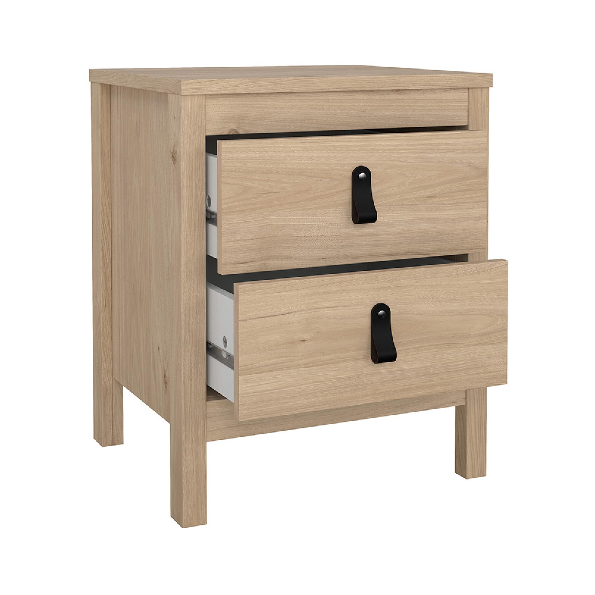 Barcelona Bedside Table - 2 Drawer - Jackson Hickory Oak