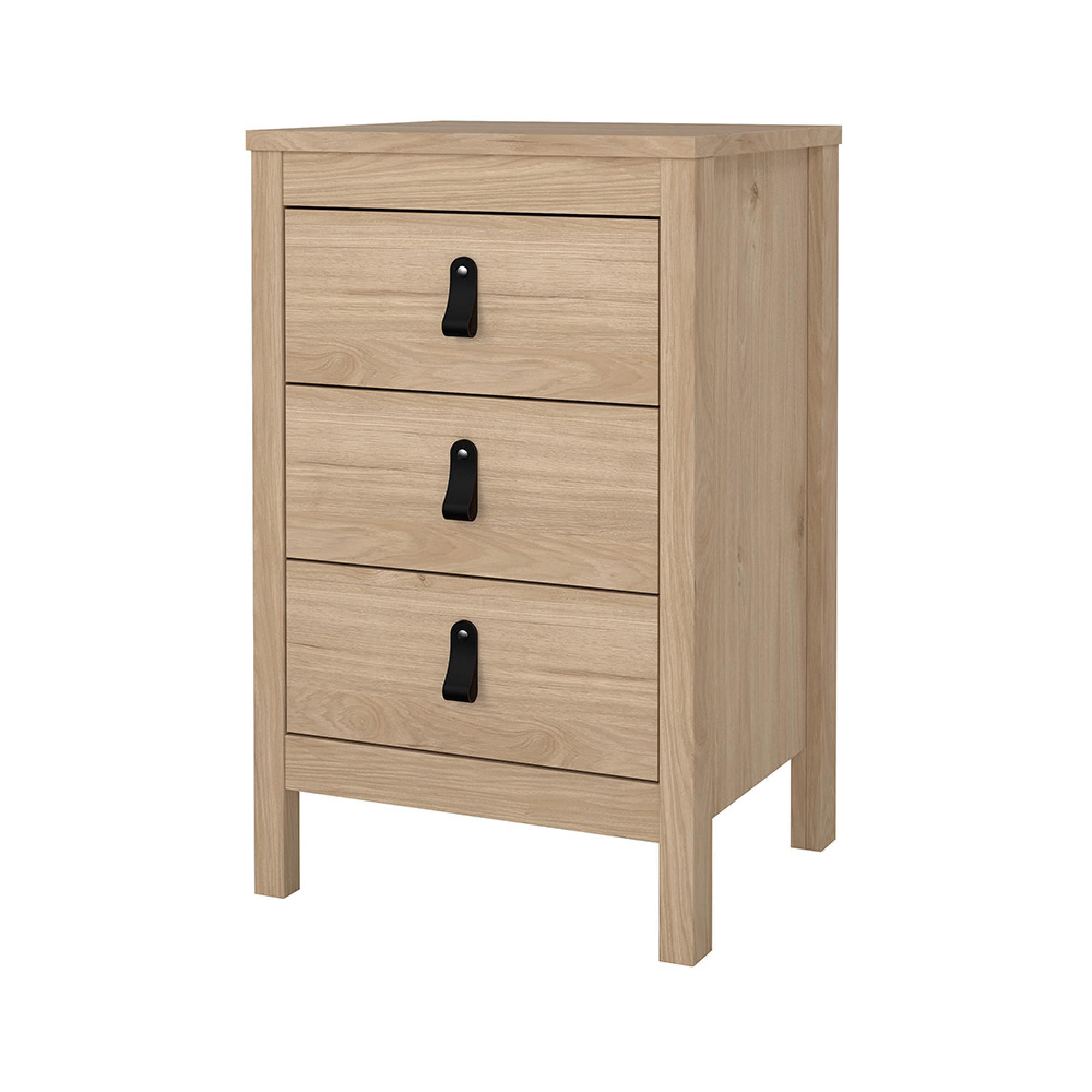 Barcelona Bedside Table - 3 Drawer - Jackson Hickory Oak
