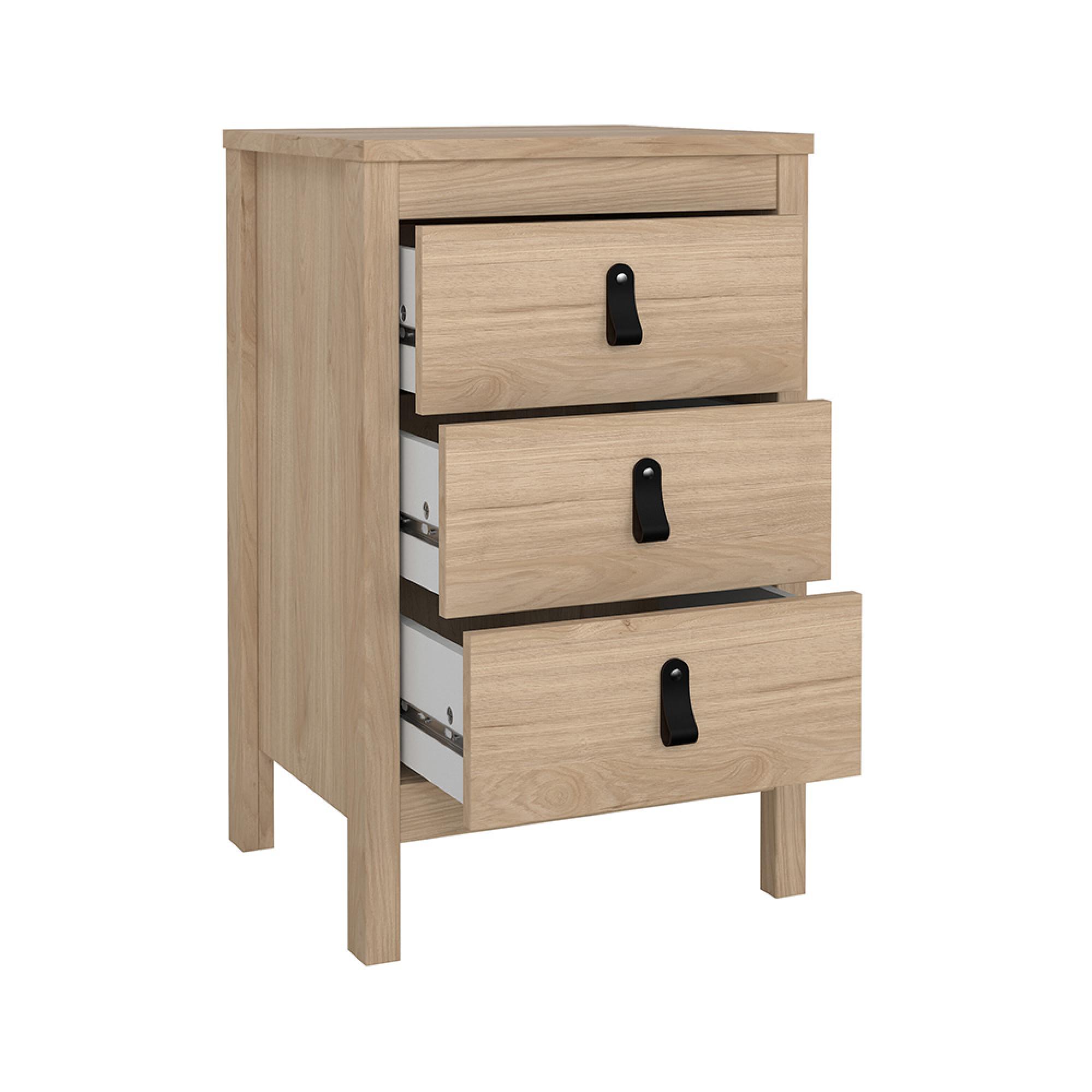 Barcelona Bedside Table - 3 Drawer - Jackson Hickory Oak
