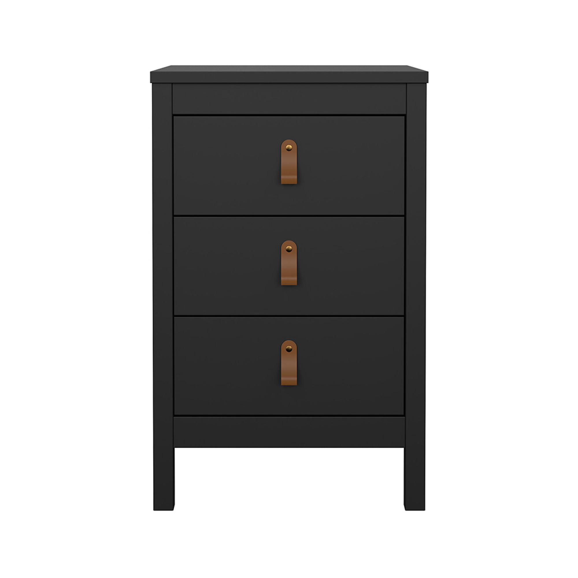 Barcelona Bedside Table - 3 Drawer - Matt Black