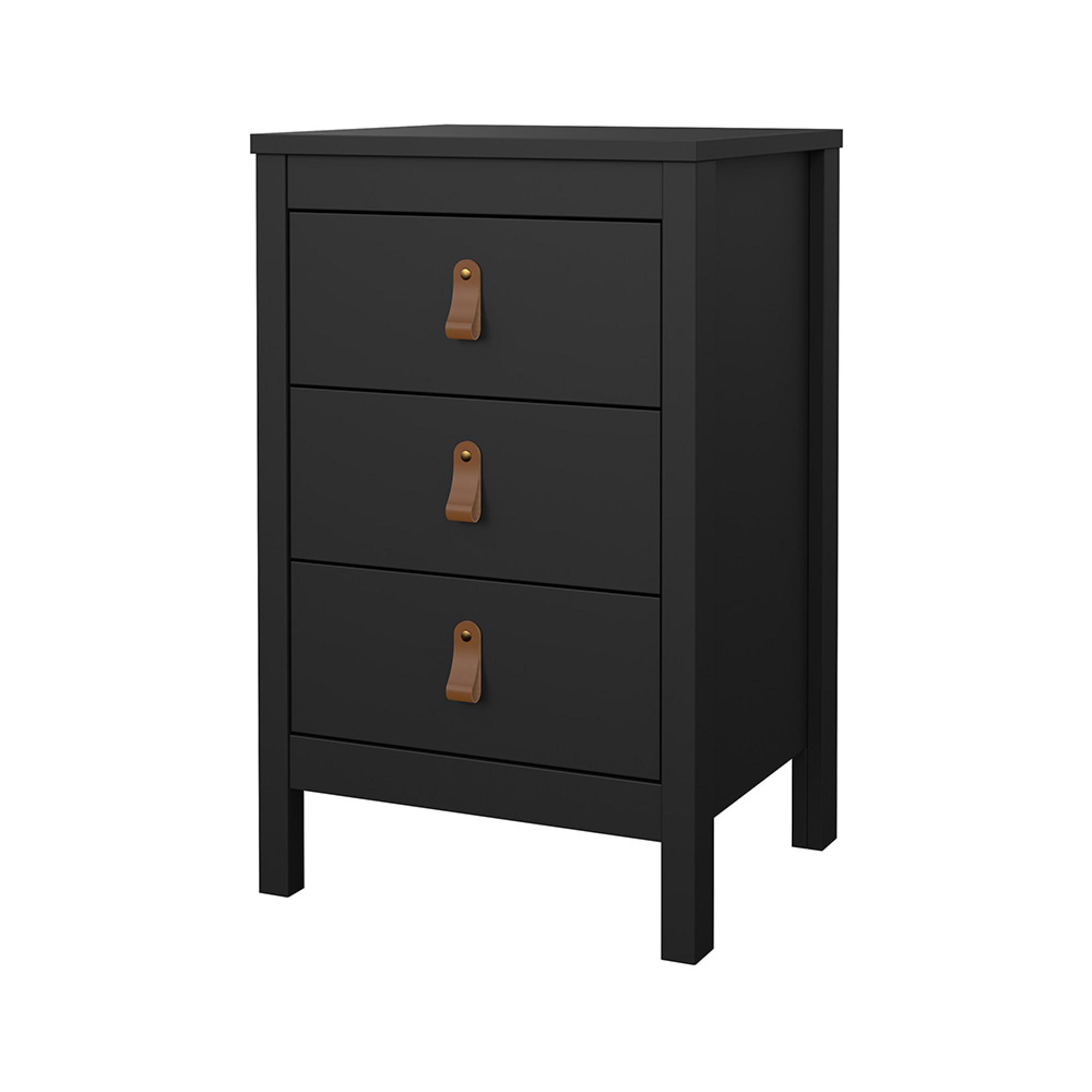 Barcelona Bedside Table - 3 Drawer - Matt Black