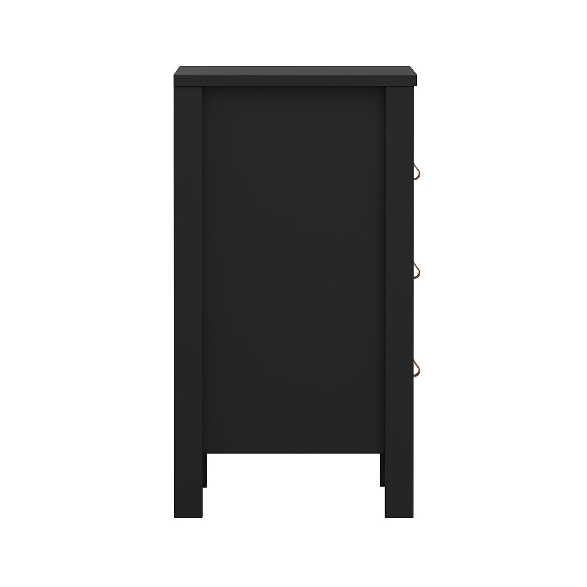 Barcelona Bedside Table - 3 Drawer - Matt Black