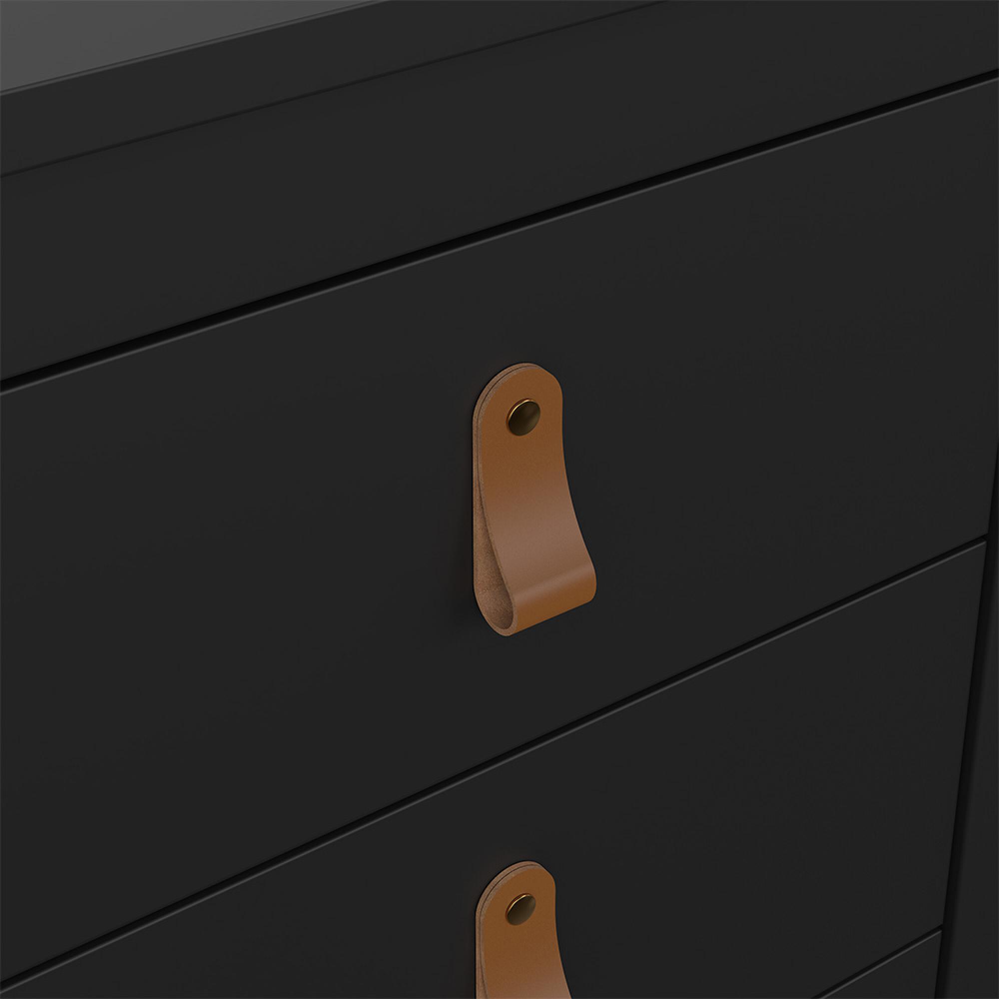Barcelona Bedside Table - 3 Drawer - Matt Black