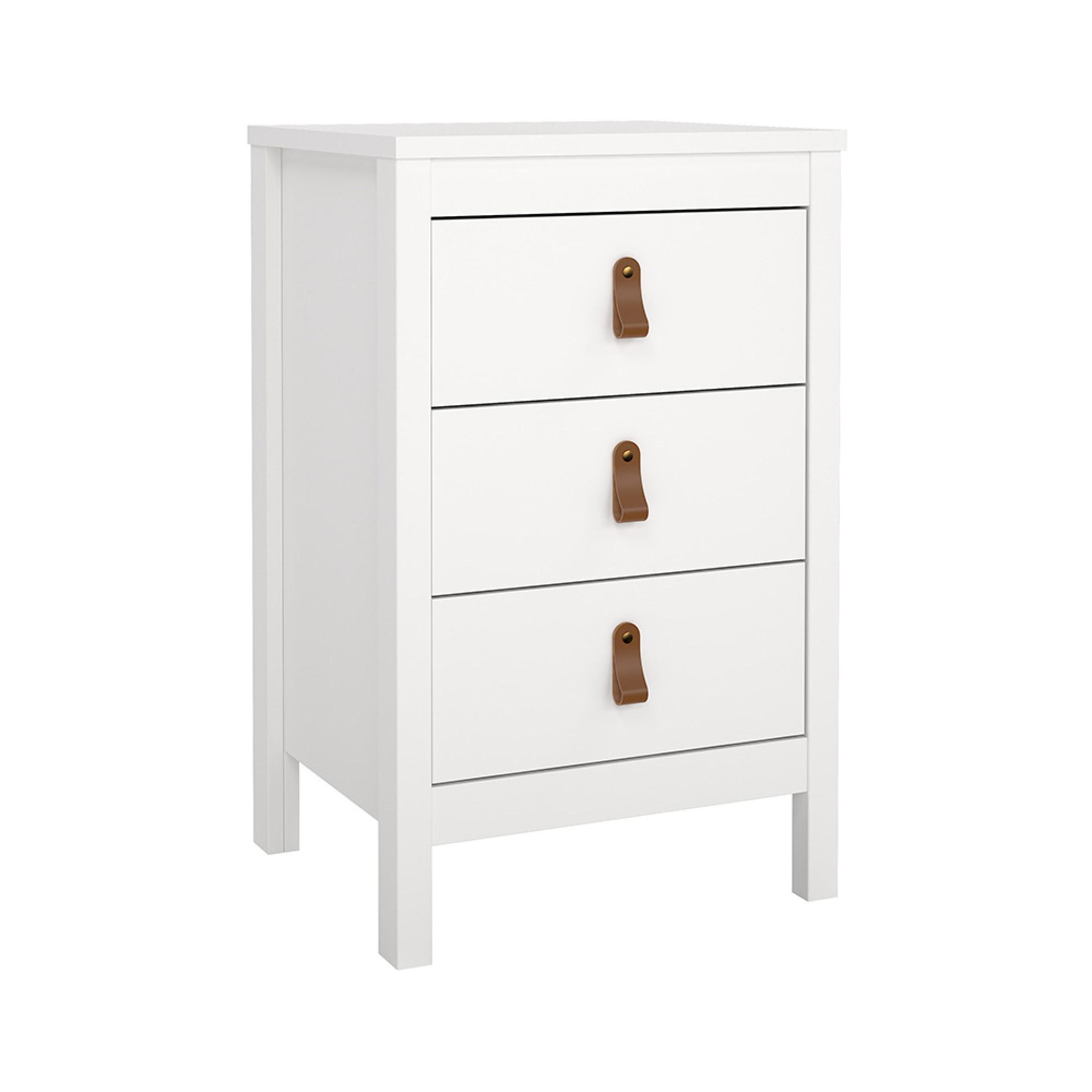 Barcelona Bedside Table - 3 Drawer - White