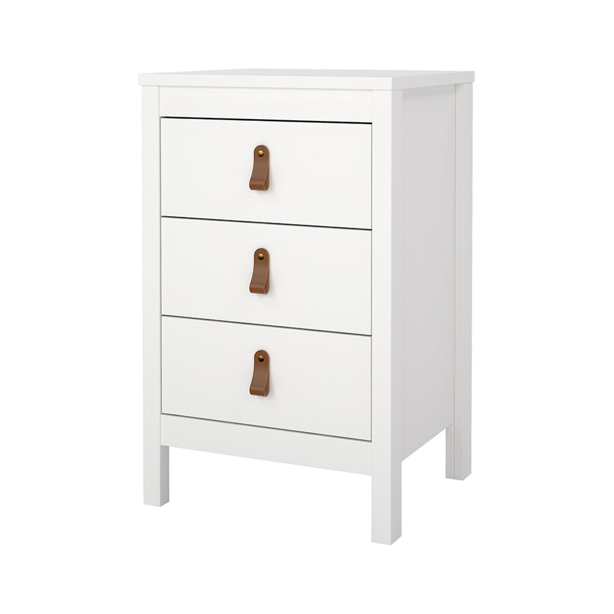 Barcelona Bedside Table - 3 Drawer - White