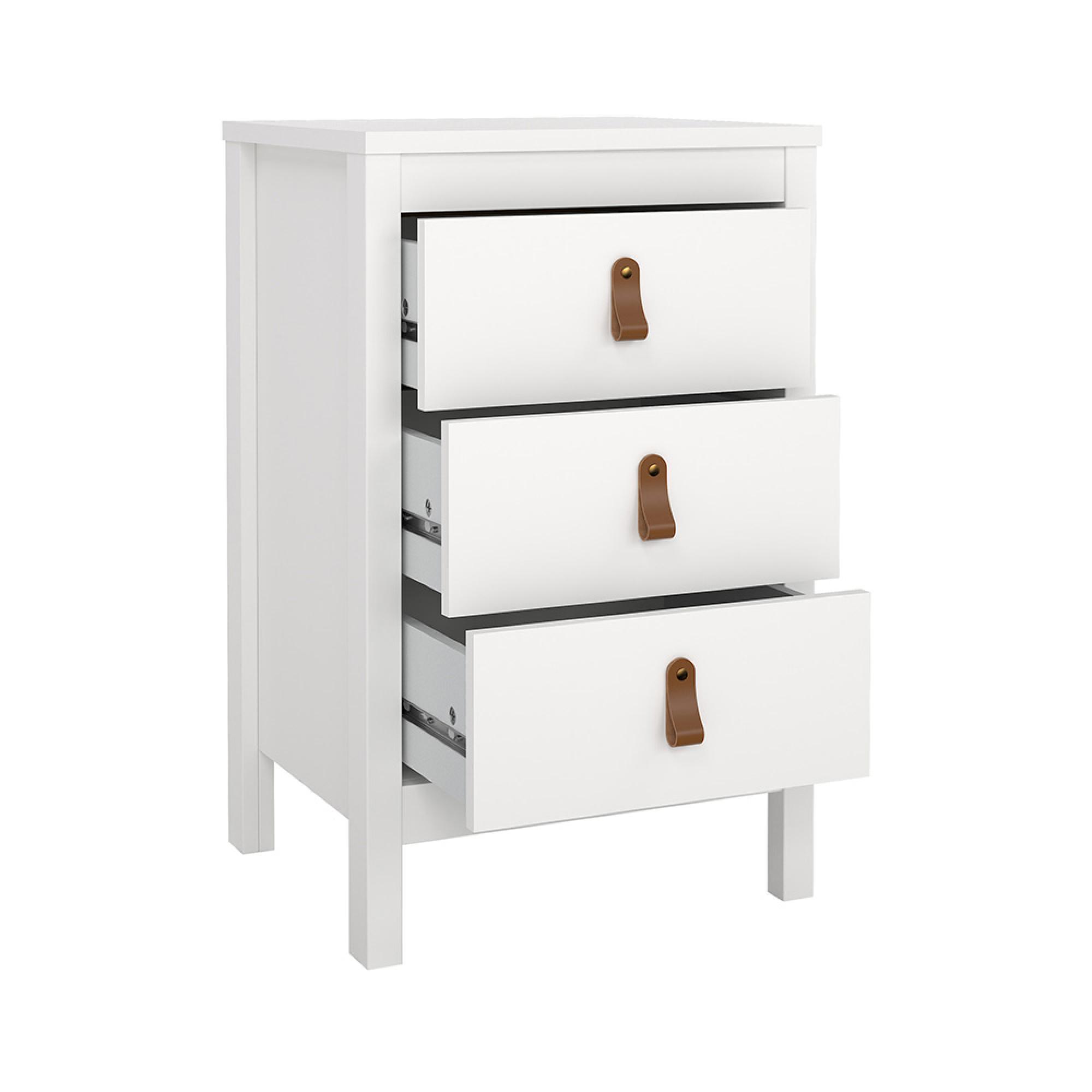 Barcelona Bedside Table - 3 Drawer - White