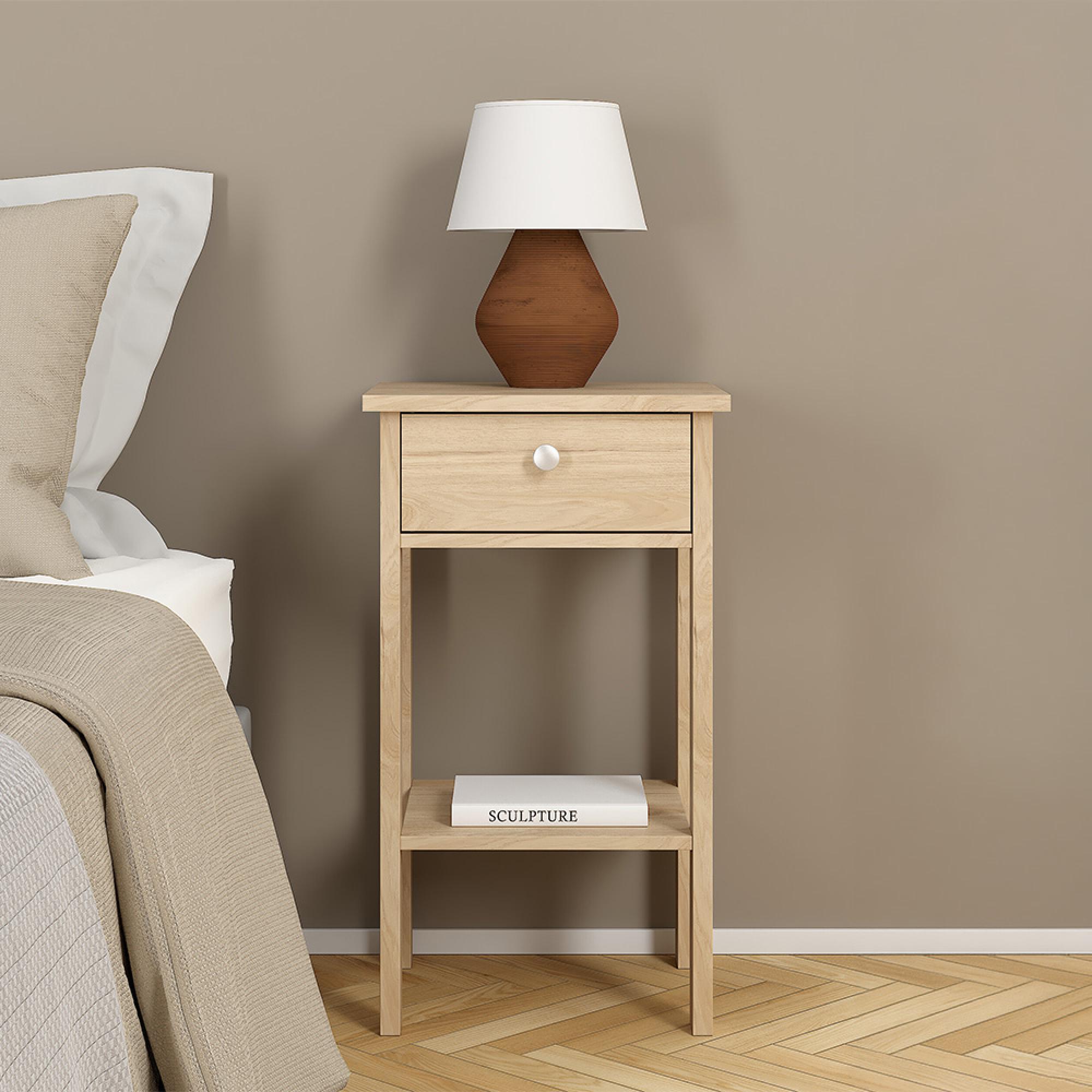 Madrid Bedside Table - 1 Drawer - Jackson Hickory Oak