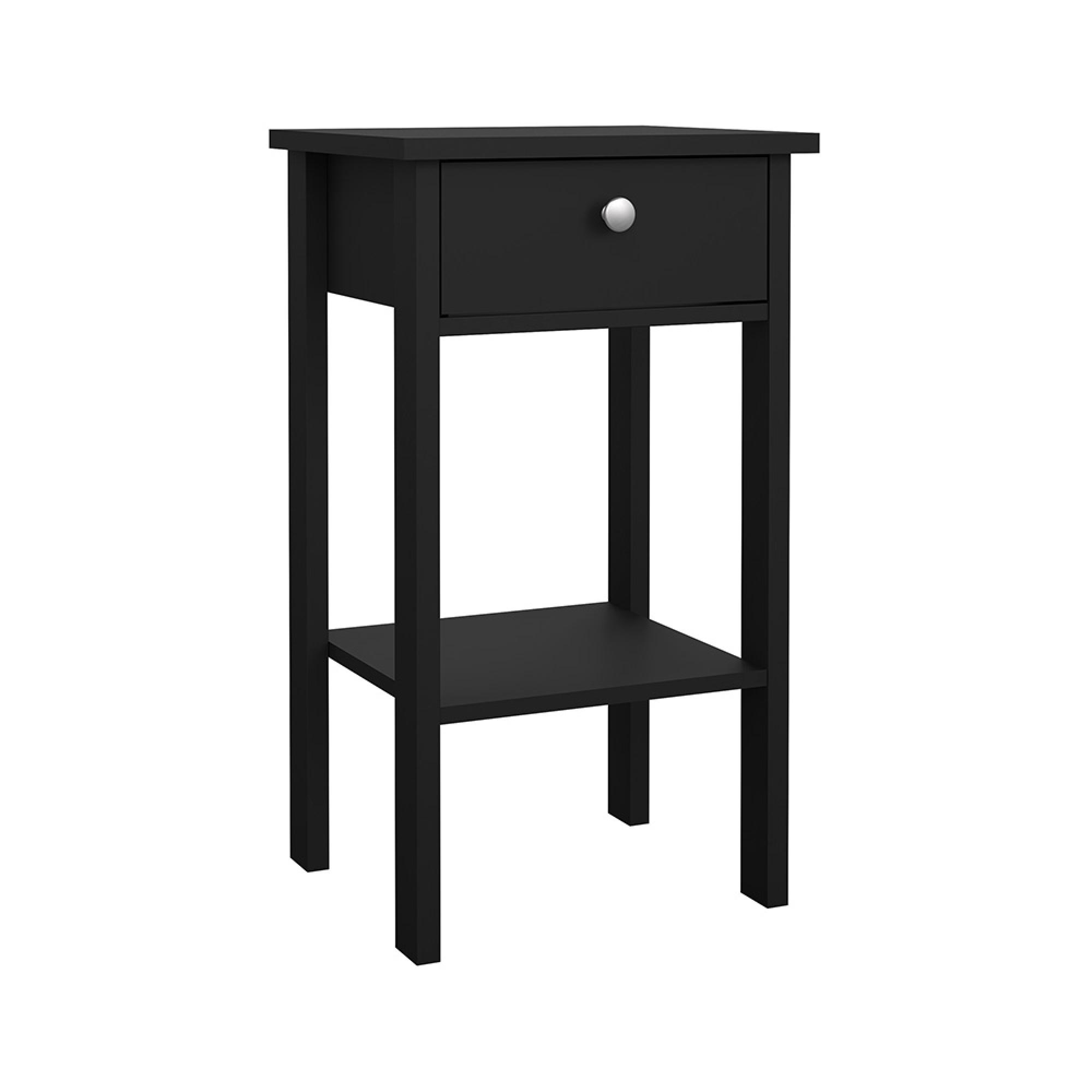 Madrid Bedside Table - 1 Drawer - Matt Black