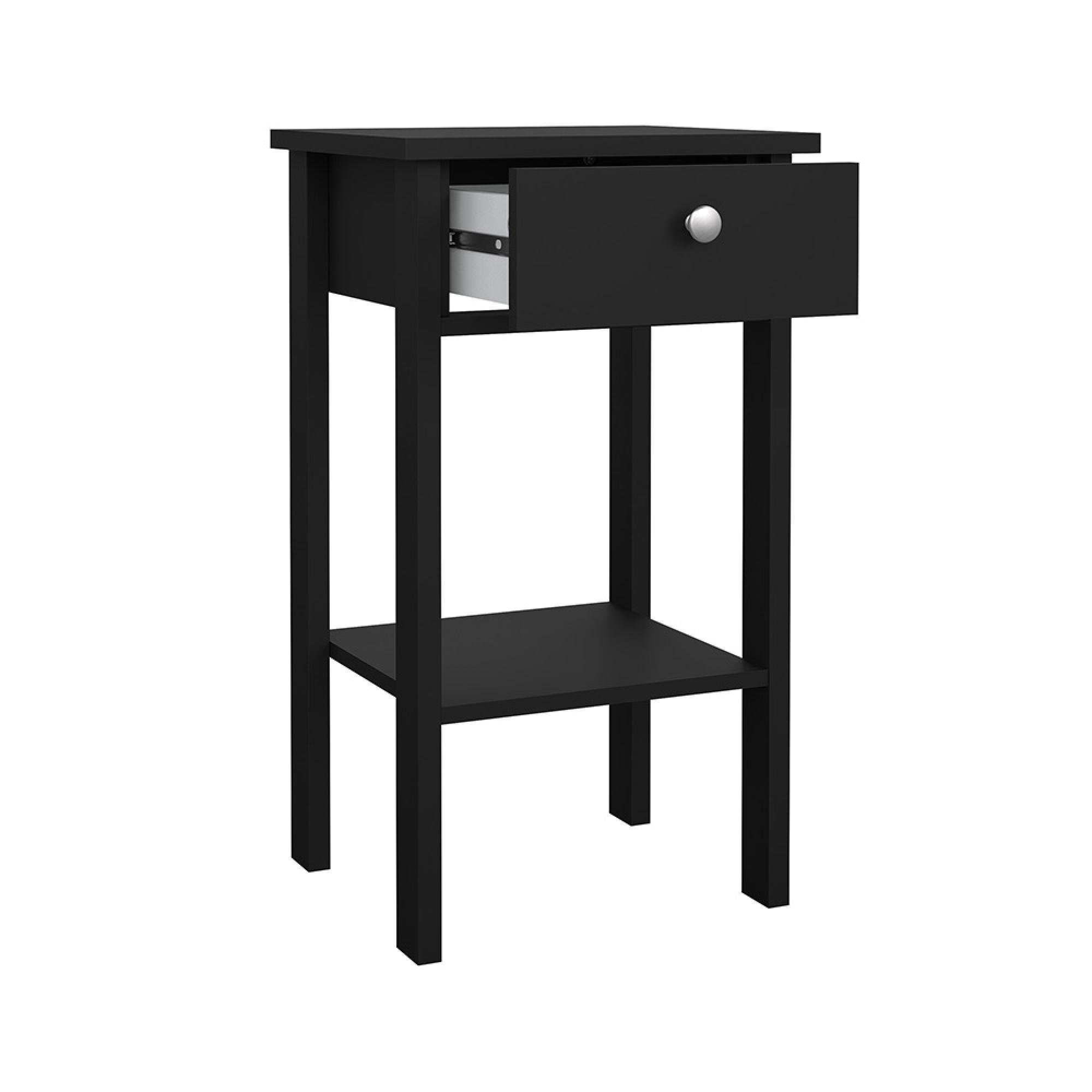 Madrid Bedside Table - 1 Drawer - Matt Black