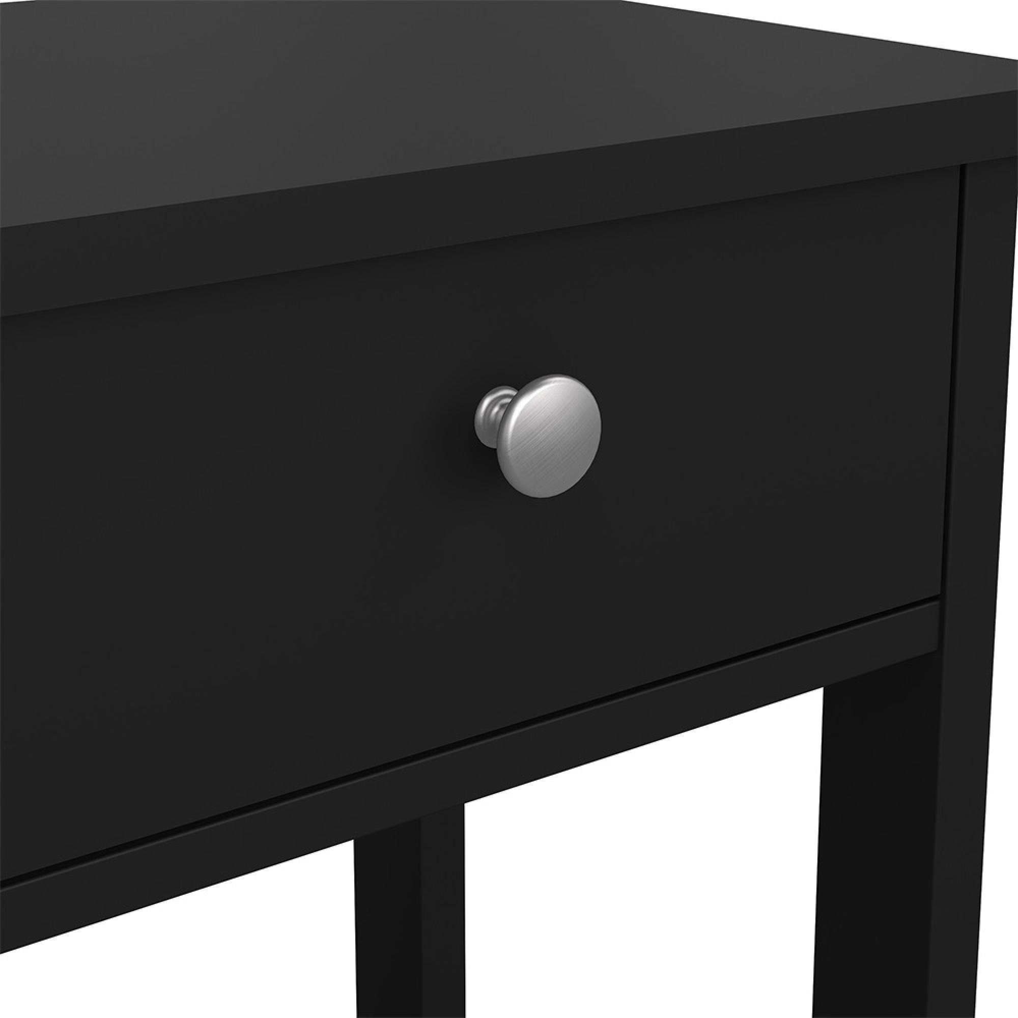 Madrid Bedside Table - 1 Drawer - Matt Black