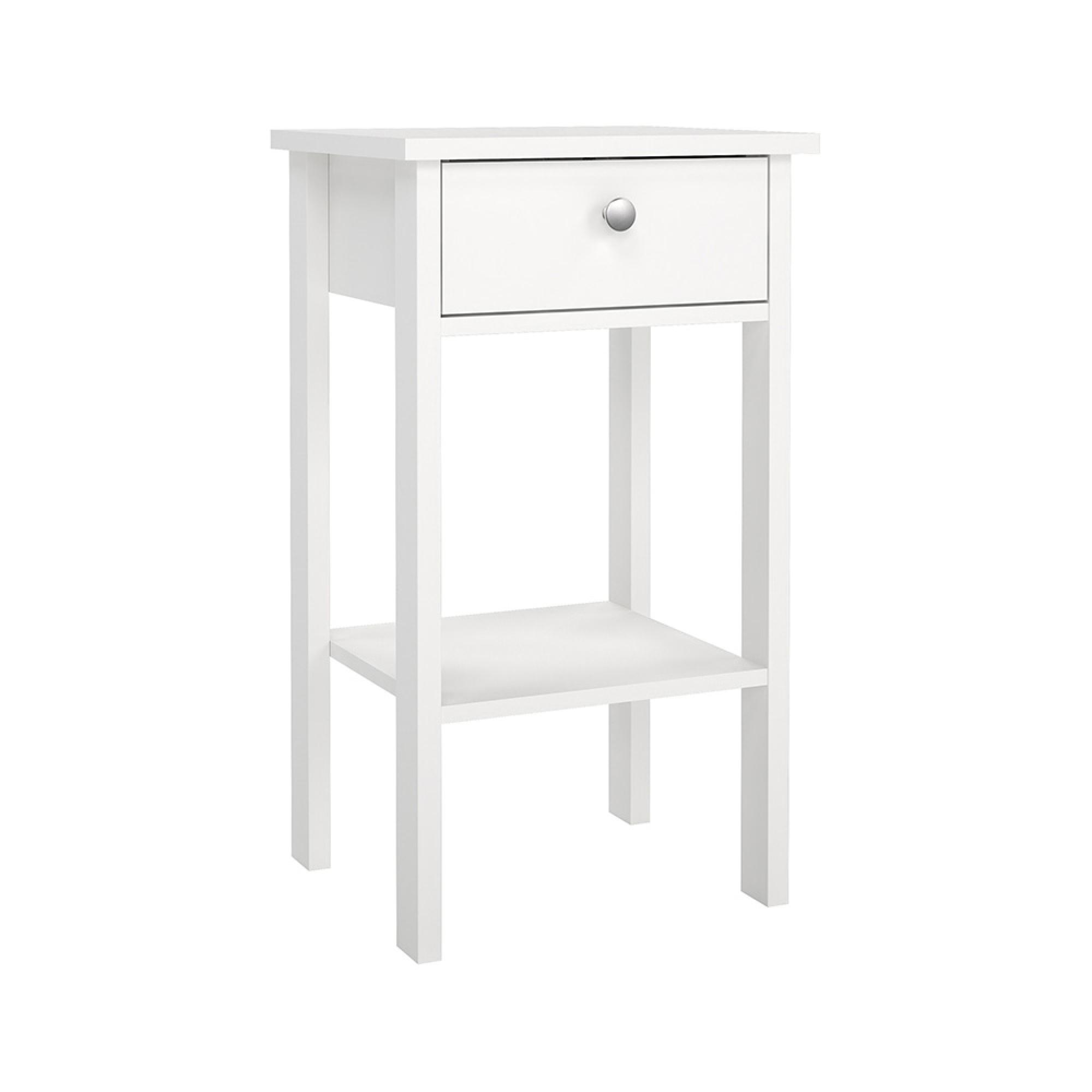 Madrid Bedside Table - 1 Drawer - White