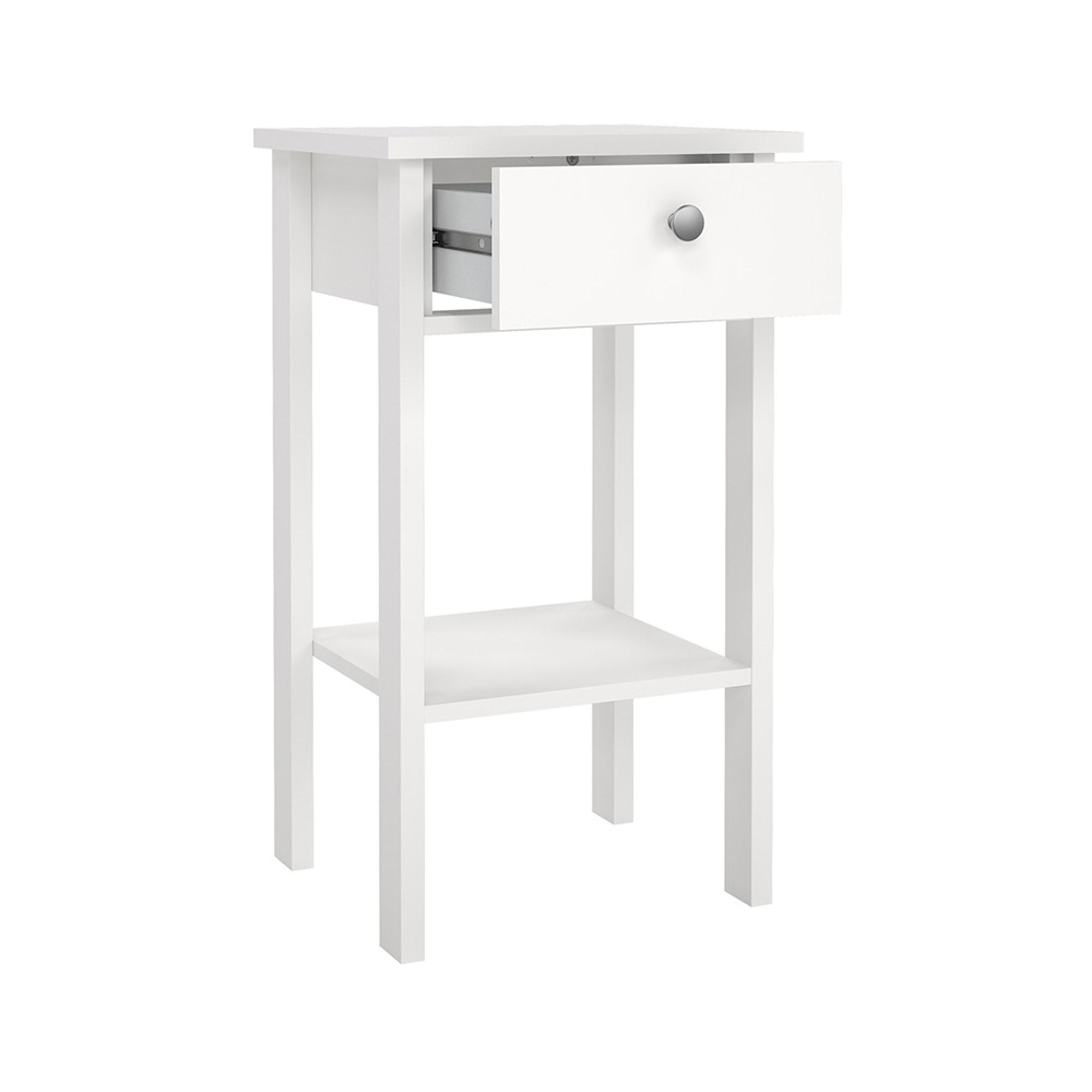 Madrid Bedside Table - 1 Drawer - White