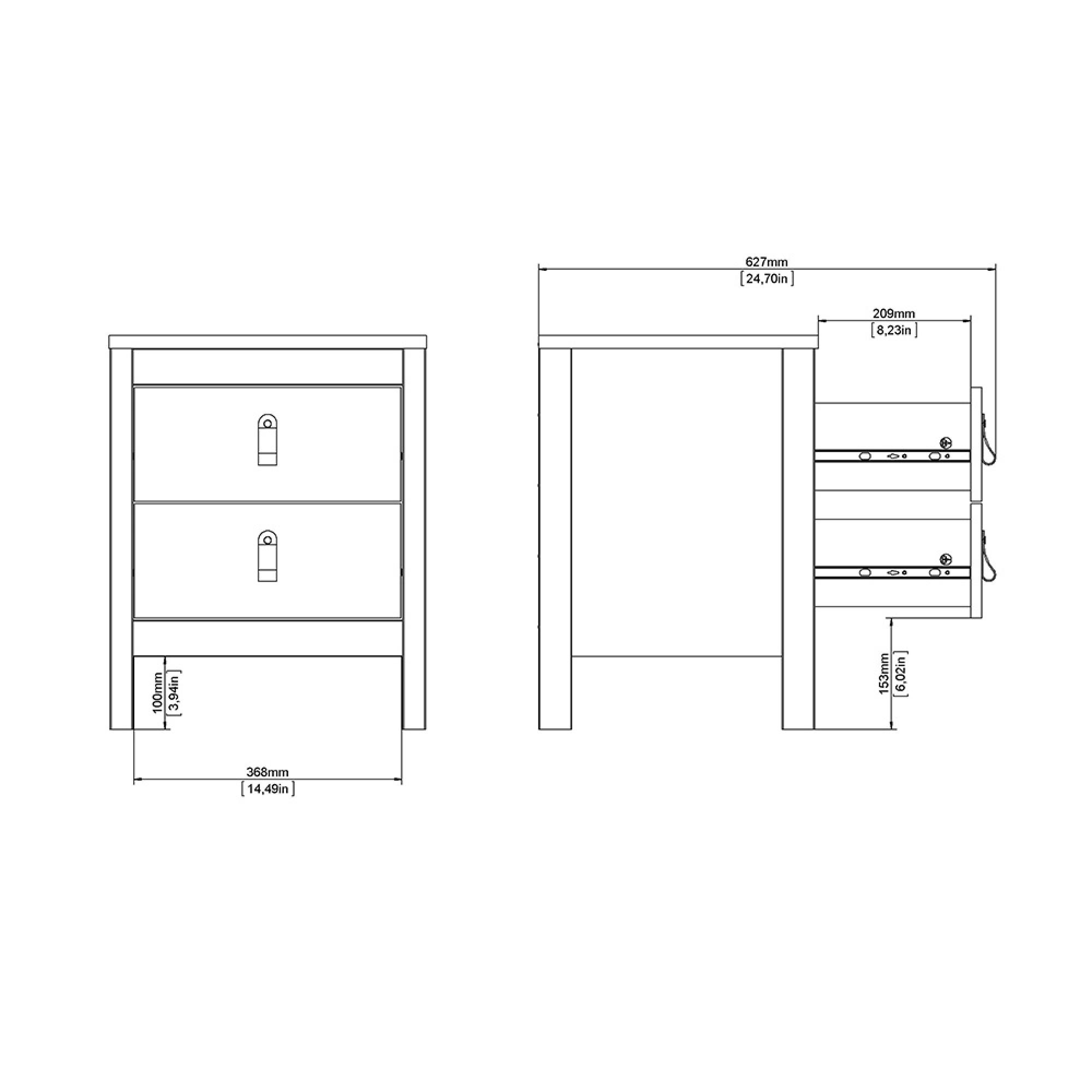 Madrid Bedside Table - 2 Drawer - Jackson Hickory Oak