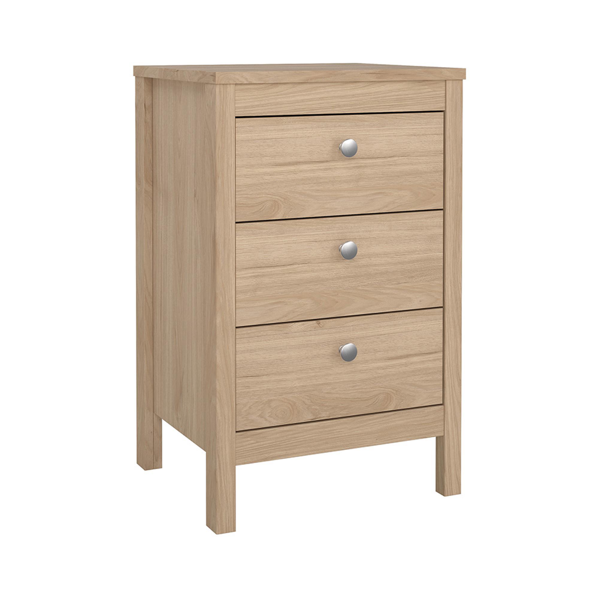 Madrid Bedside Table - 3 Drawer - Jackson Hickory Oak
