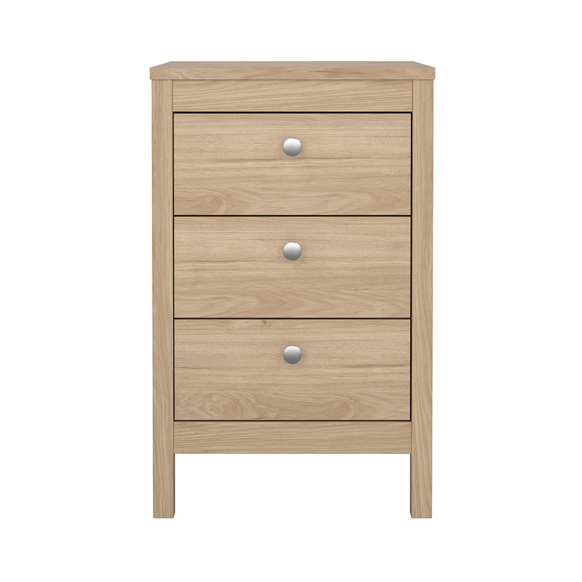 Madrid Bedside Table - 3 Drawer - Jackson Hickory Oak