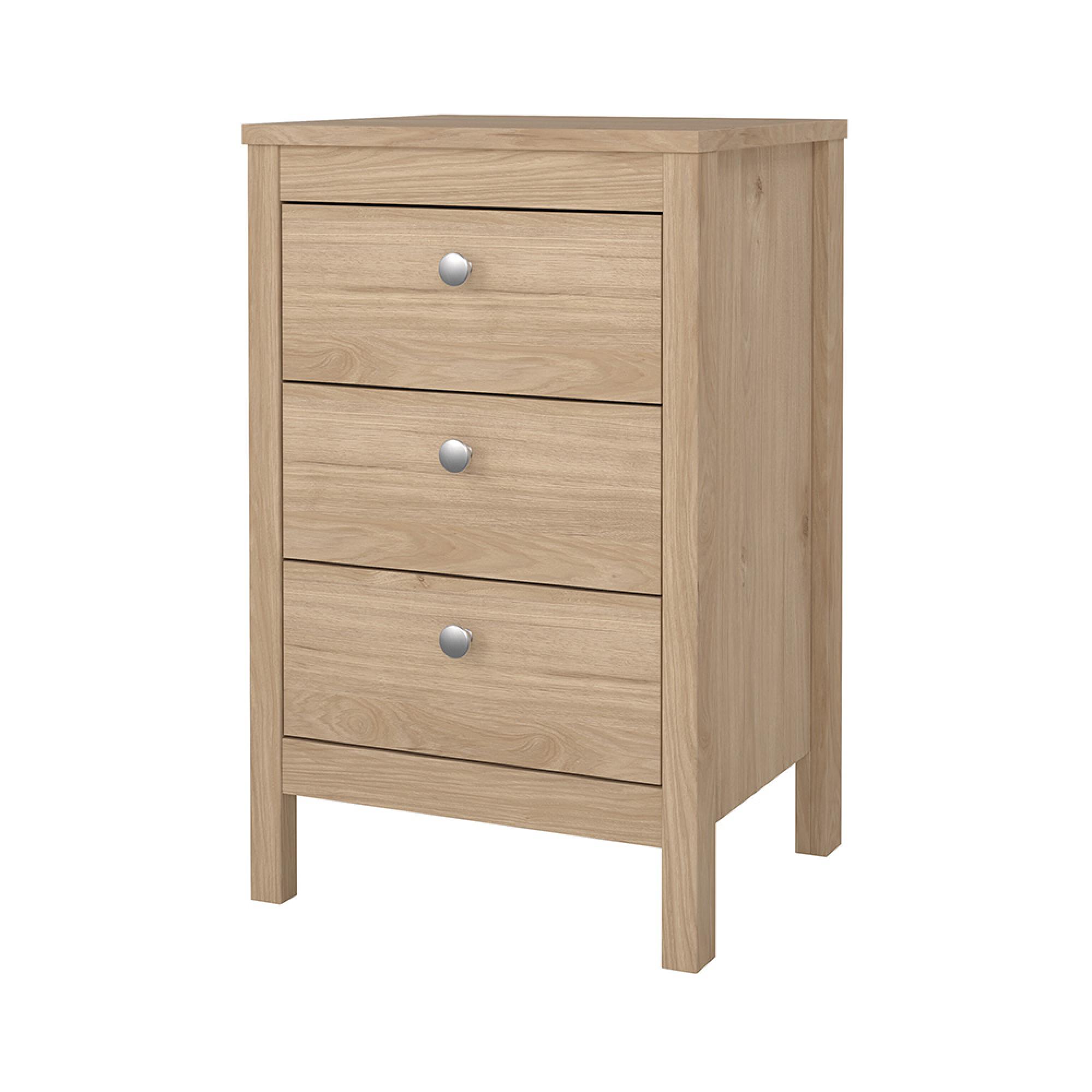 Madrid Bedside Table - 3 Drawer - Jackson Hickory Oak