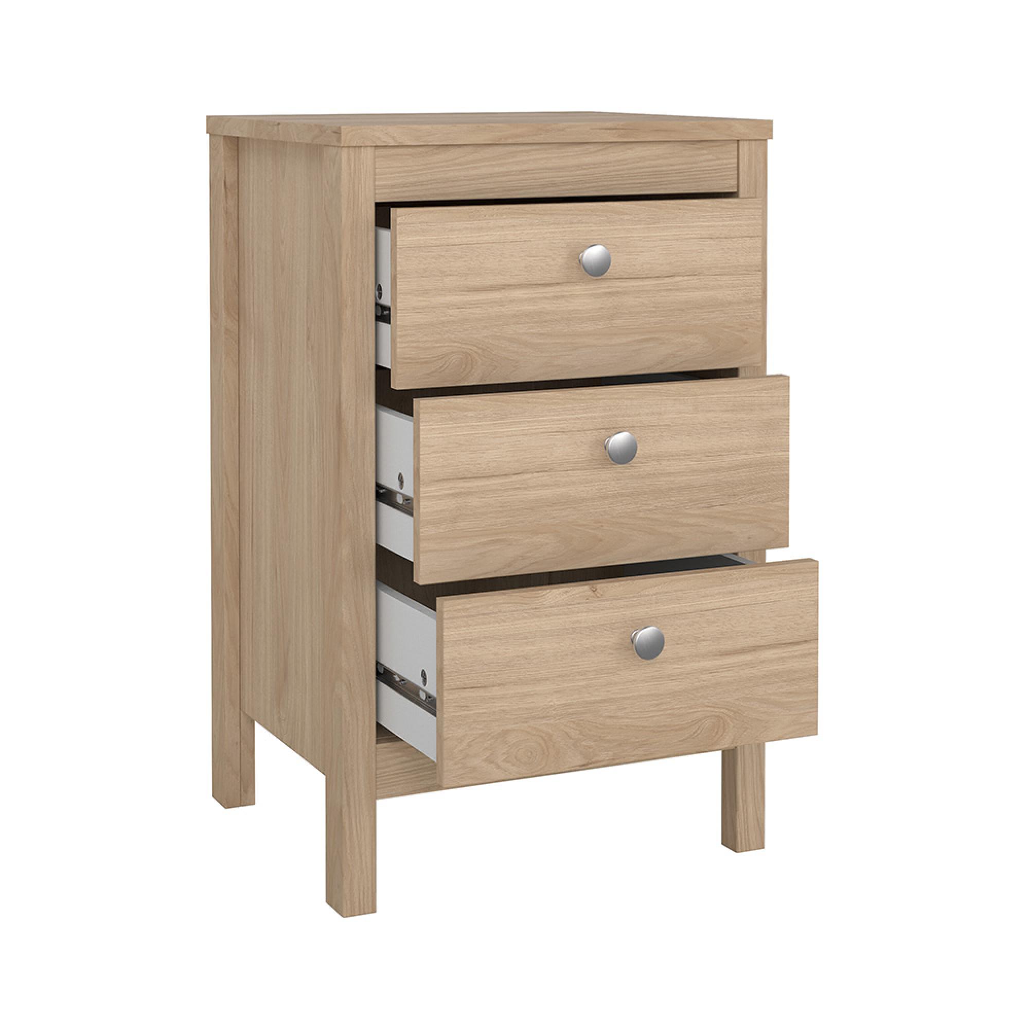 Madrid Bedside Table - 3 Drawer - Jackson Hickory Oak