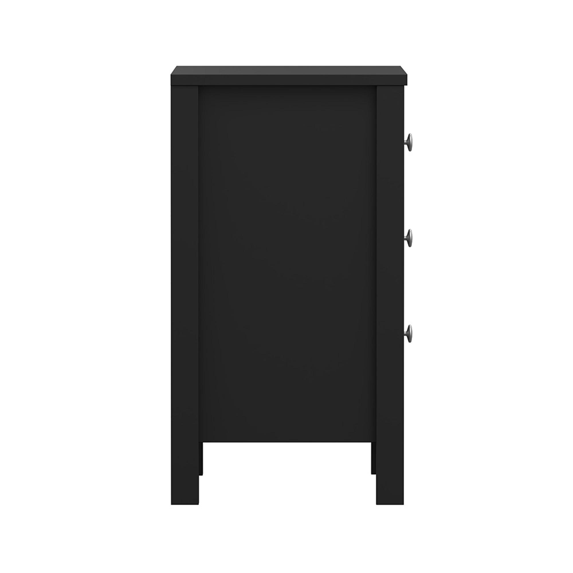 Madrid Bedside Table - 3 Drawer - Matt Black
