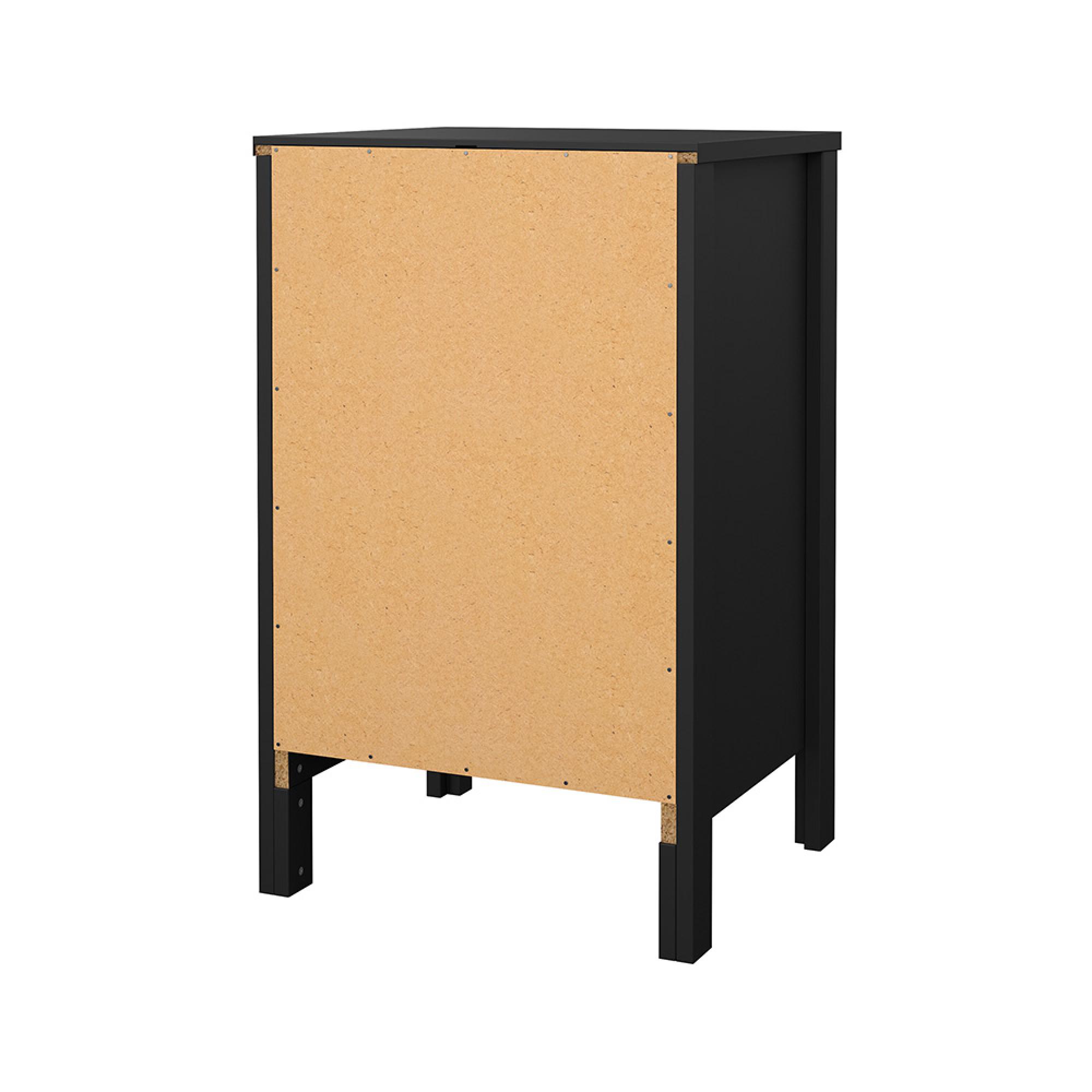 Madrid Bedside Table - 3 Drawer - Matt Black