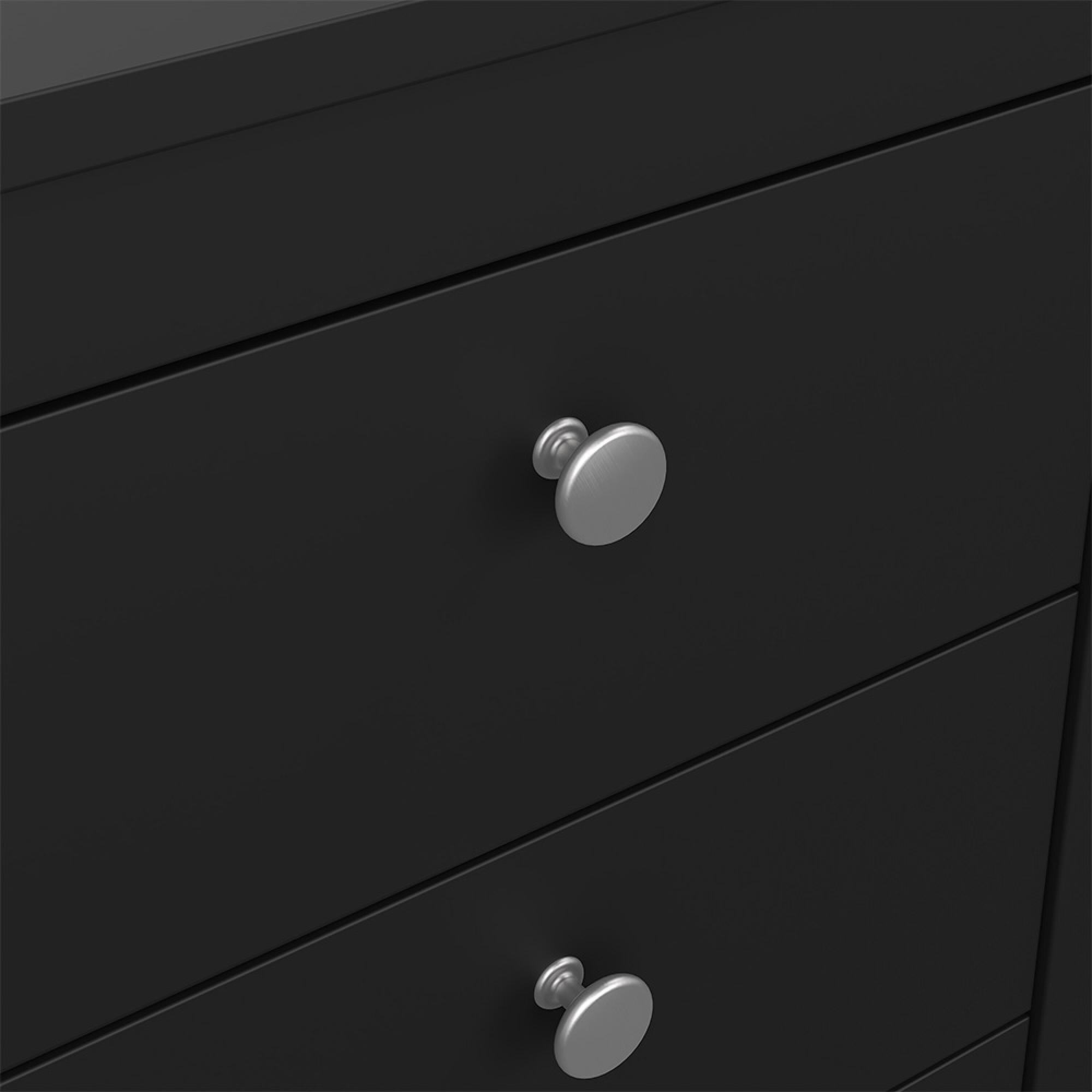 Madrid Bedside Table - 3 Drawer - Matt Black