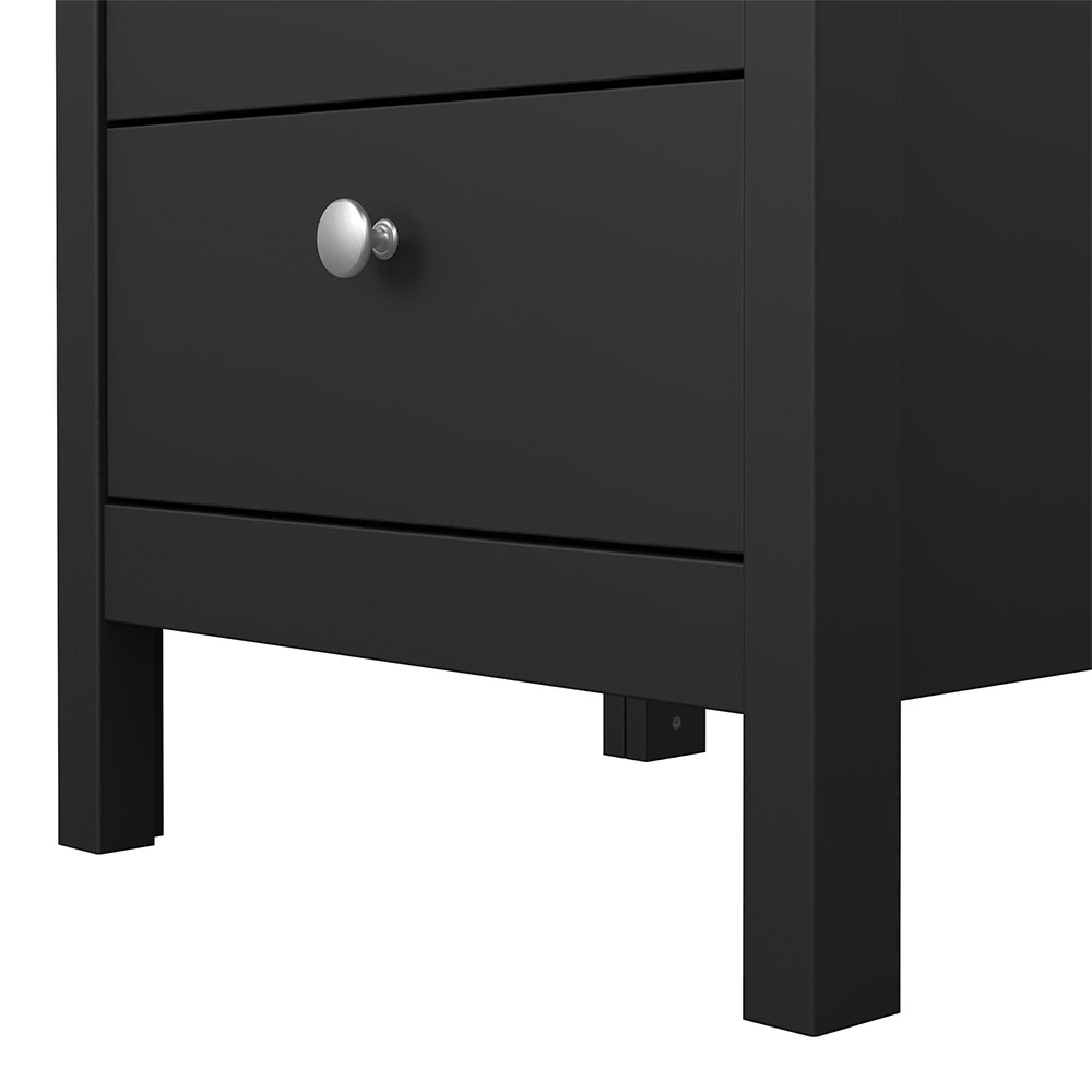 Madrid Bedside Table - 3 Drawer - Matt Black