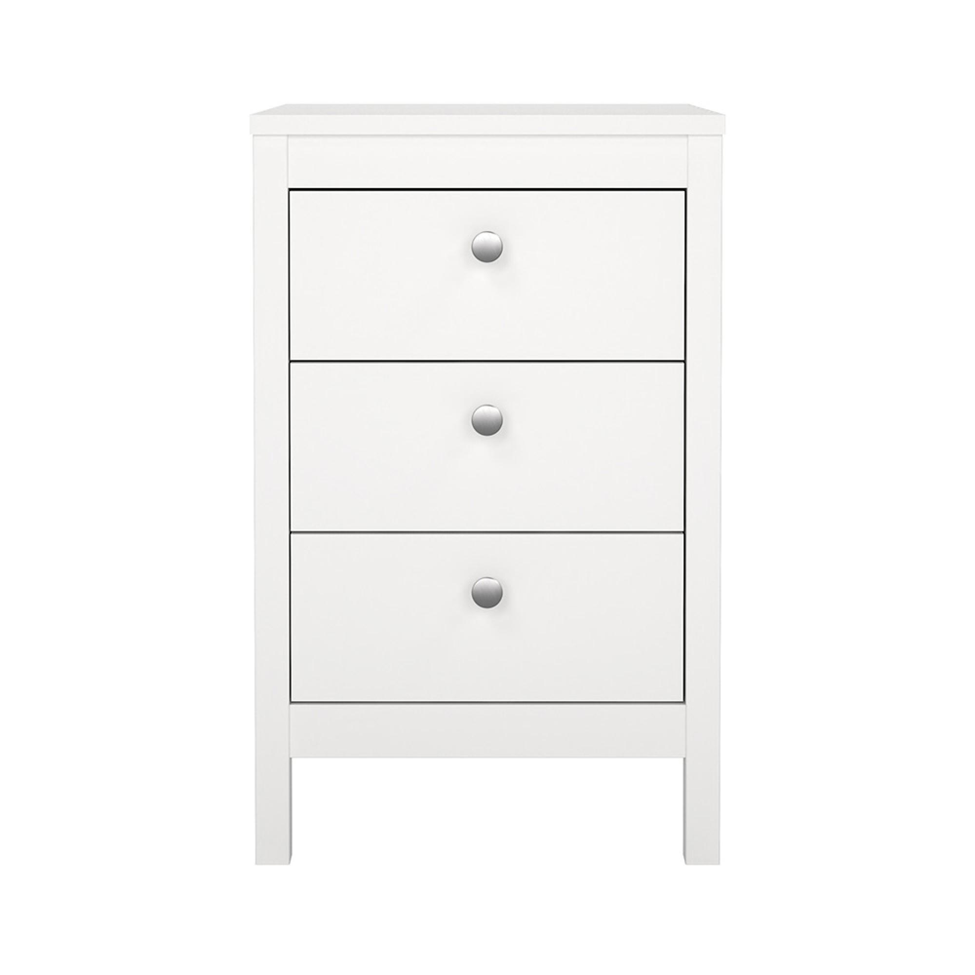 Madrid Bedside Table - 3 Drawer - White