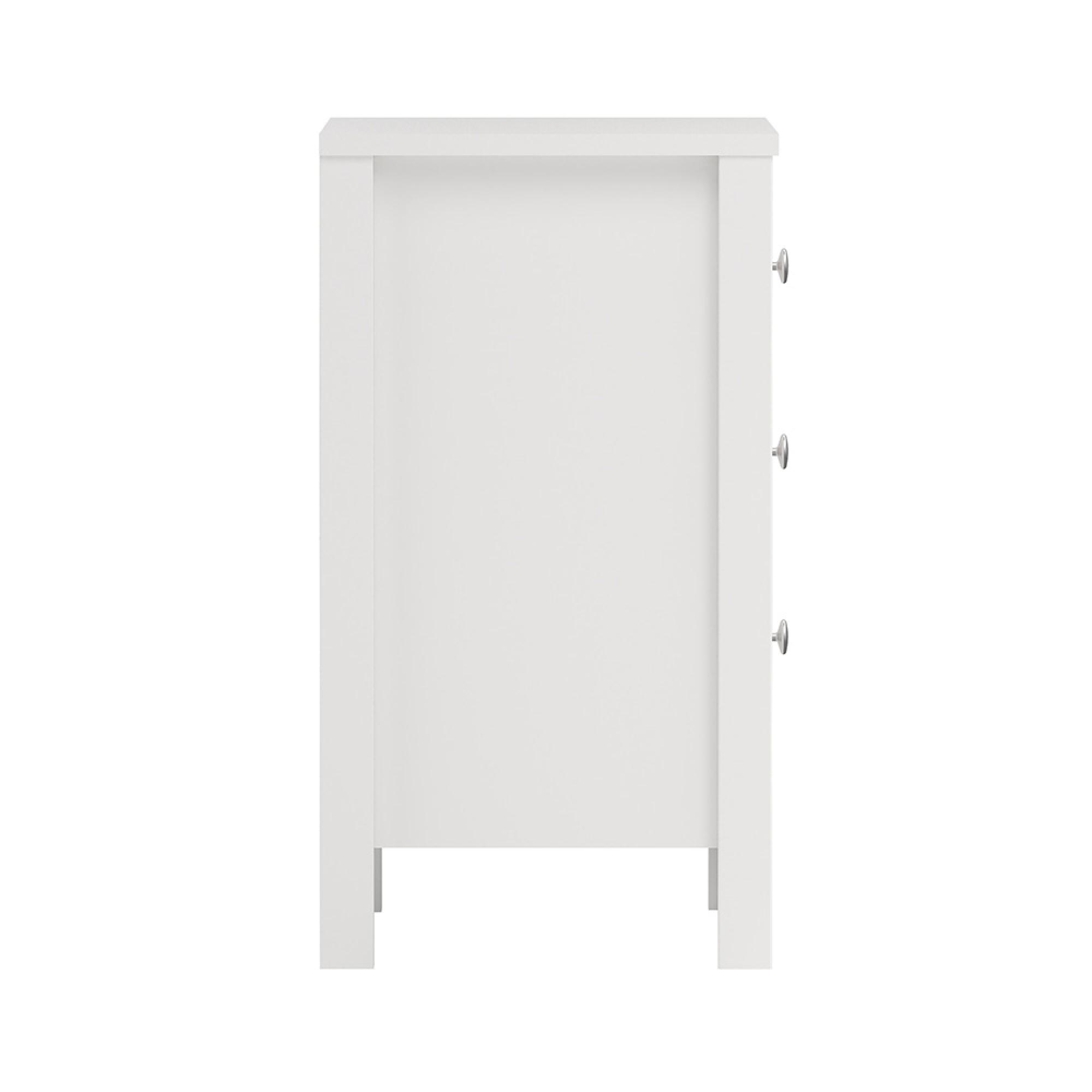 Madrid Bedside Table - 3 Drawer - White