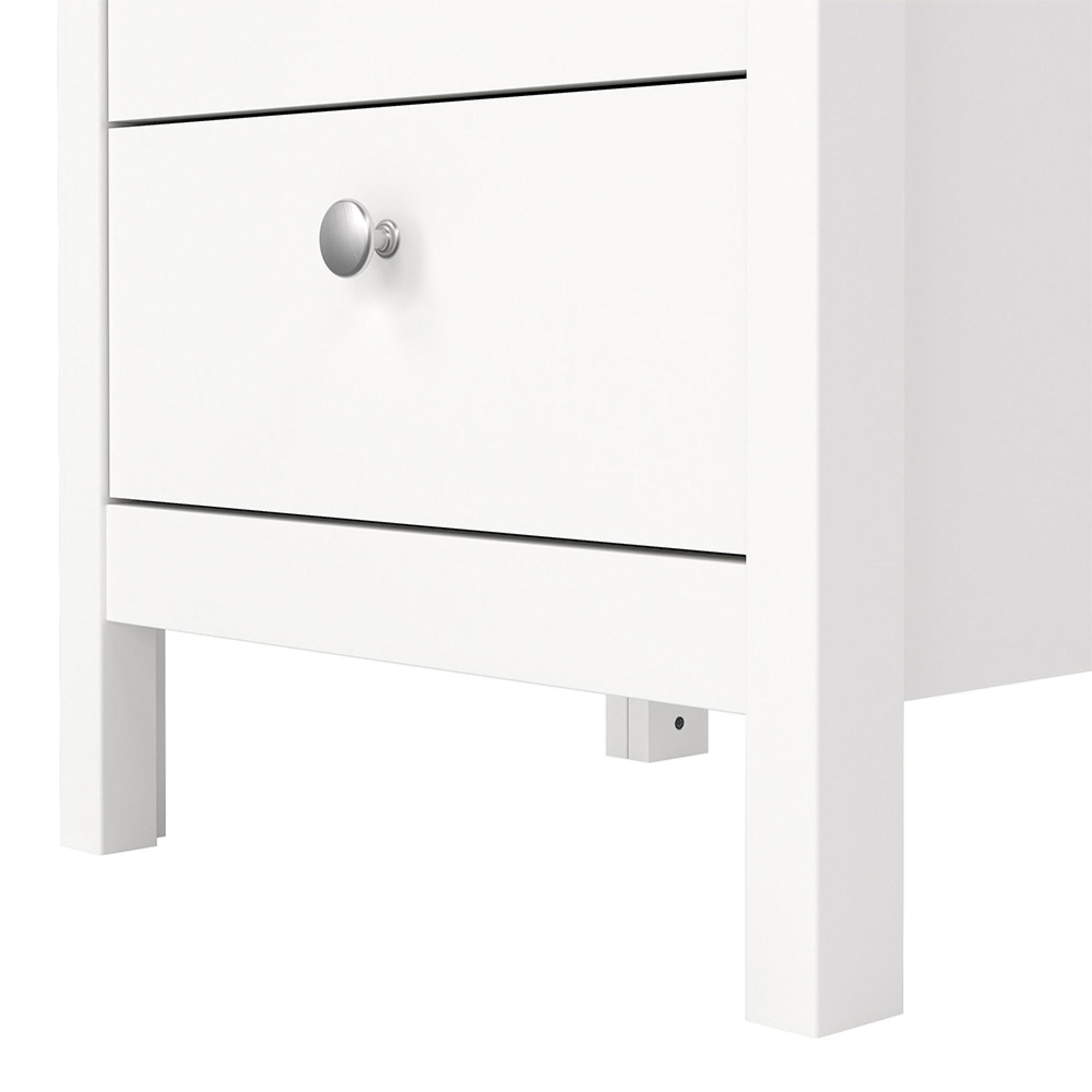 Madrid Bedside Table - 3 Drawer - White