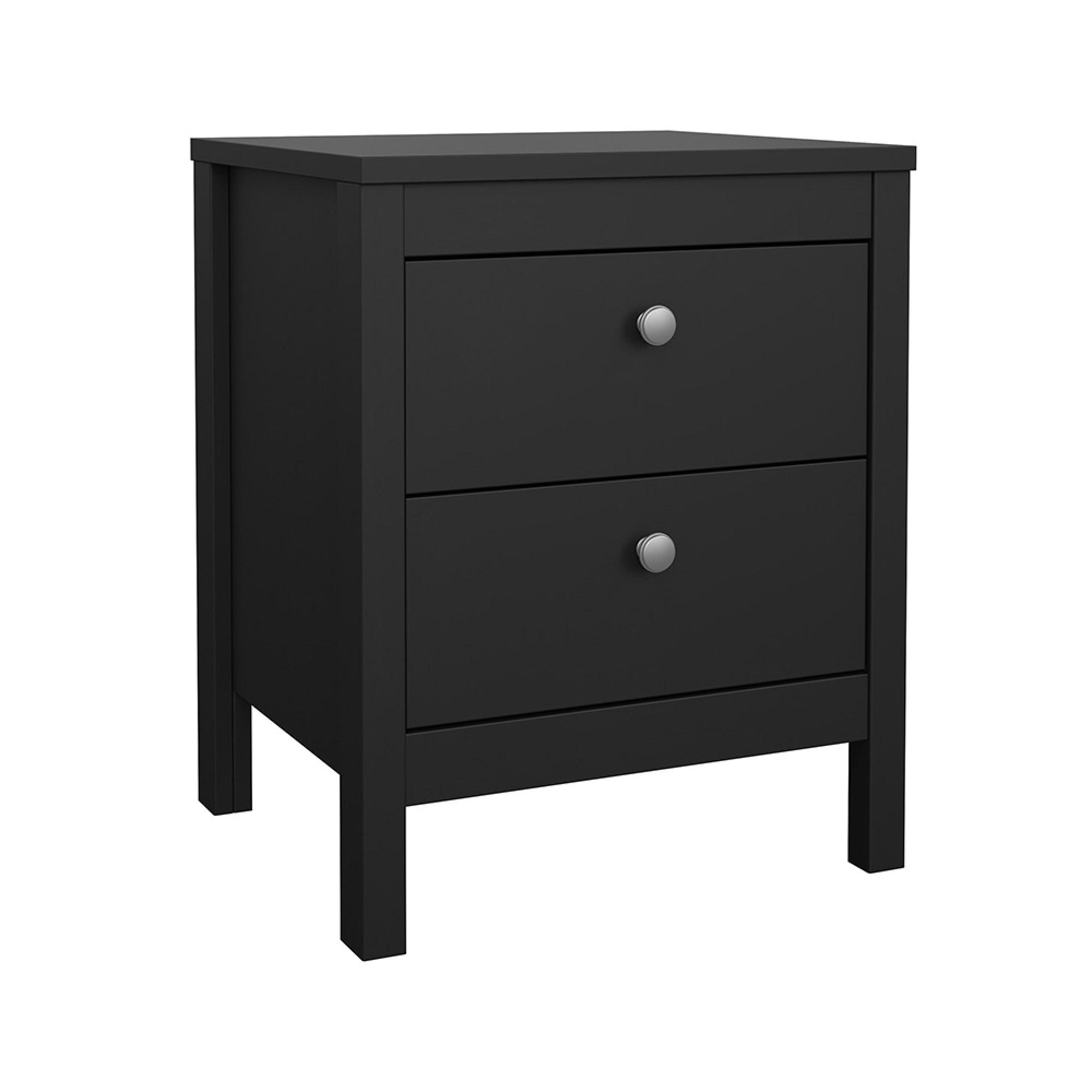 Madrid Bedside Cabinet - 2 Drawer - Black