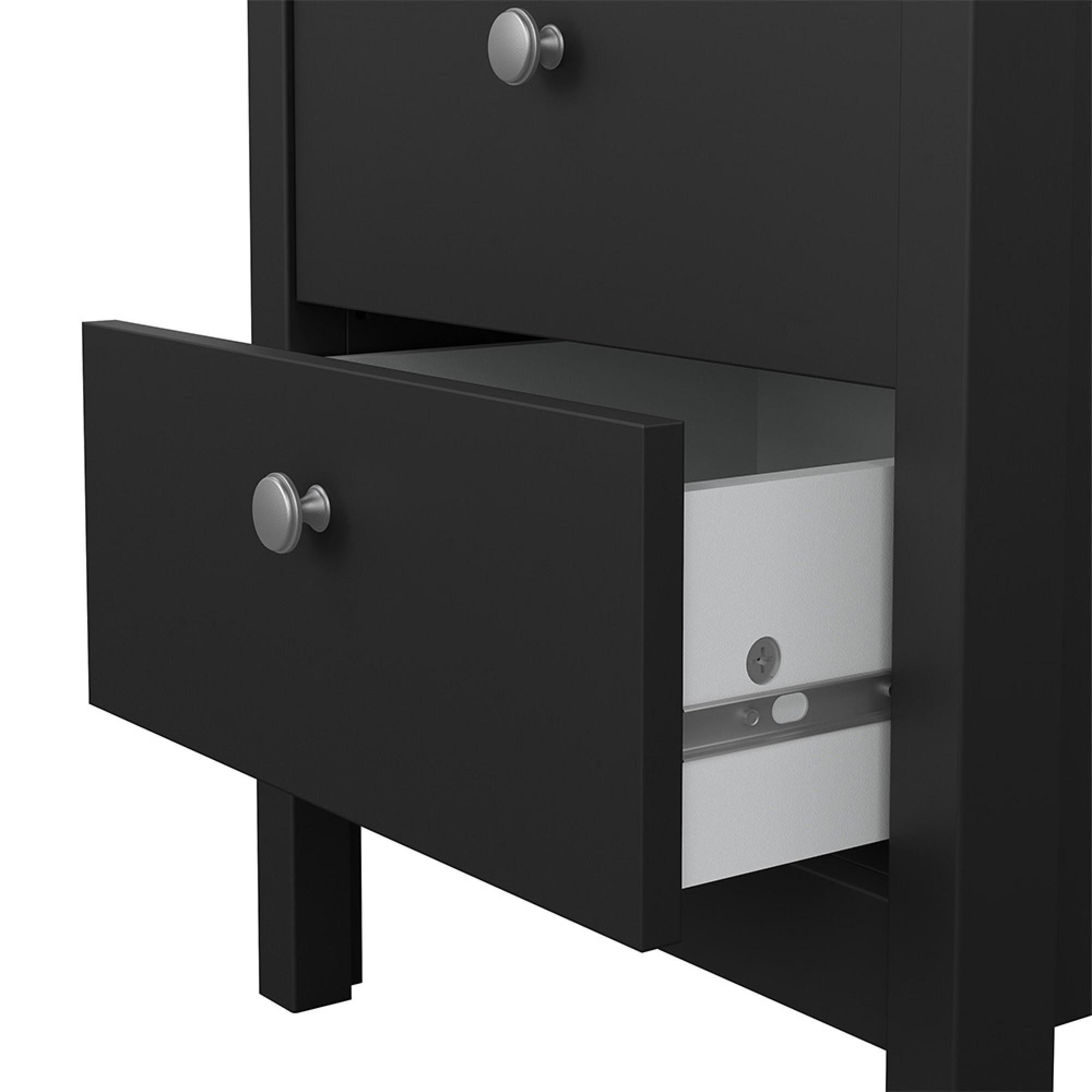 Madrid Bedside Cabinet - 2 Drawer - Black