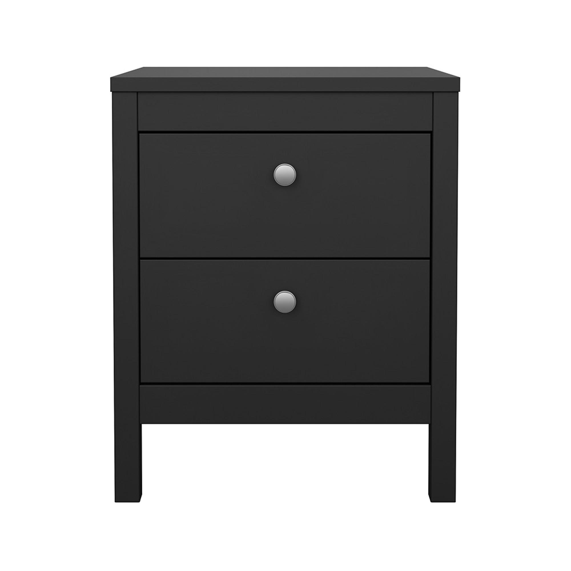 Madrid Bedside Cabinet - 2 Drawer - Black