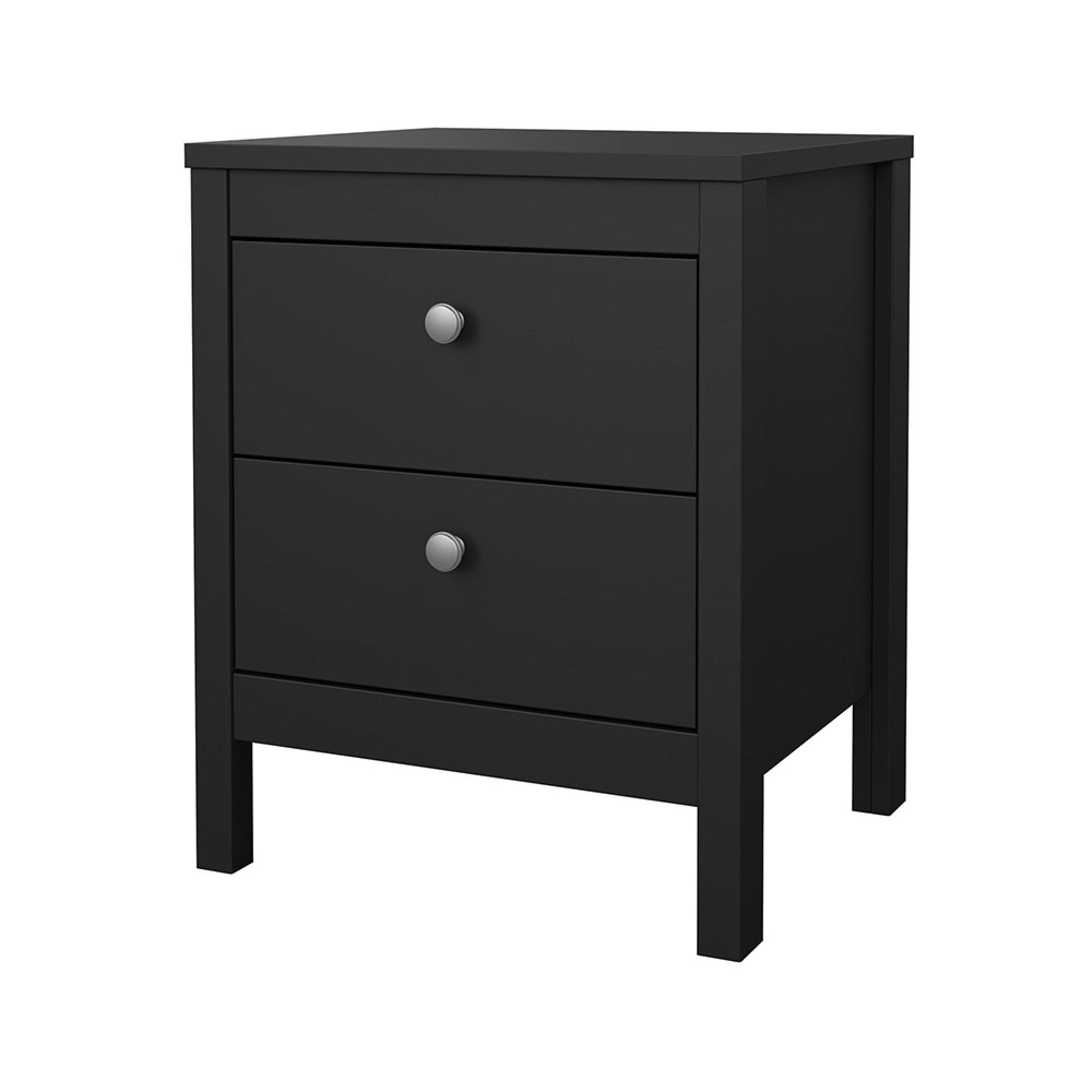 Madrid Bedside Cabinet - 2 Drawer - Black