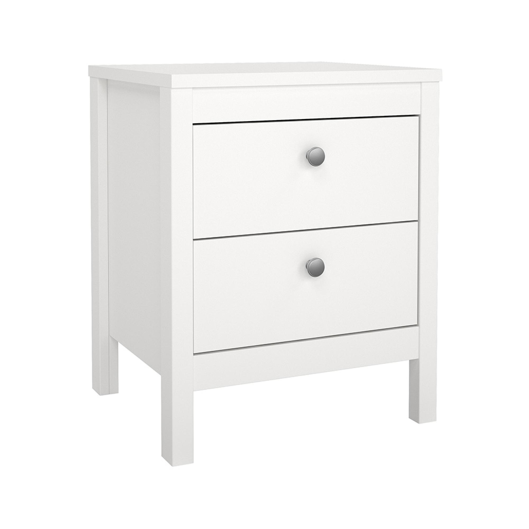 Madrid Bedside Cabinet - 2 Drawer - White