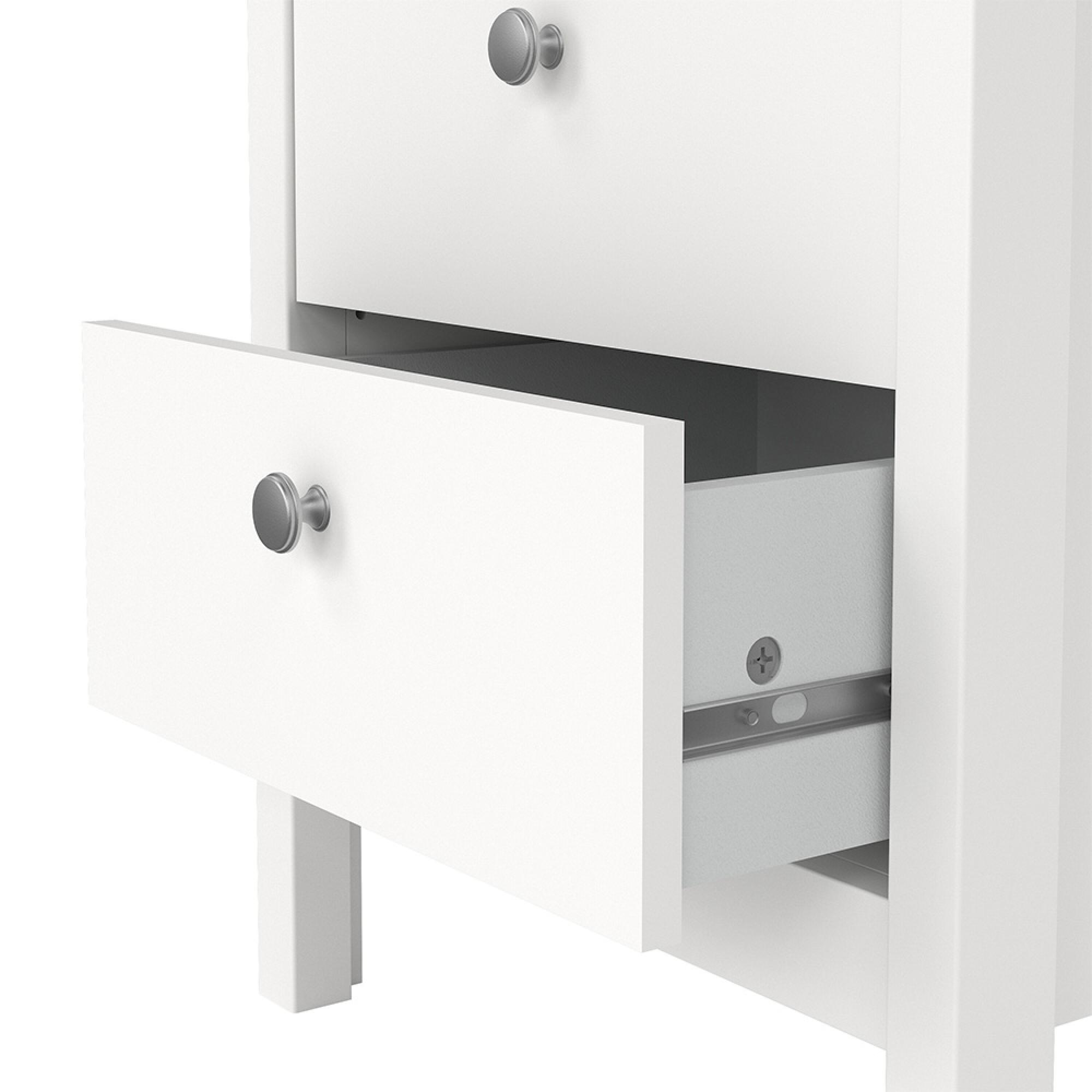 Madrid Bedside Cabinet - 2 Drawer - White