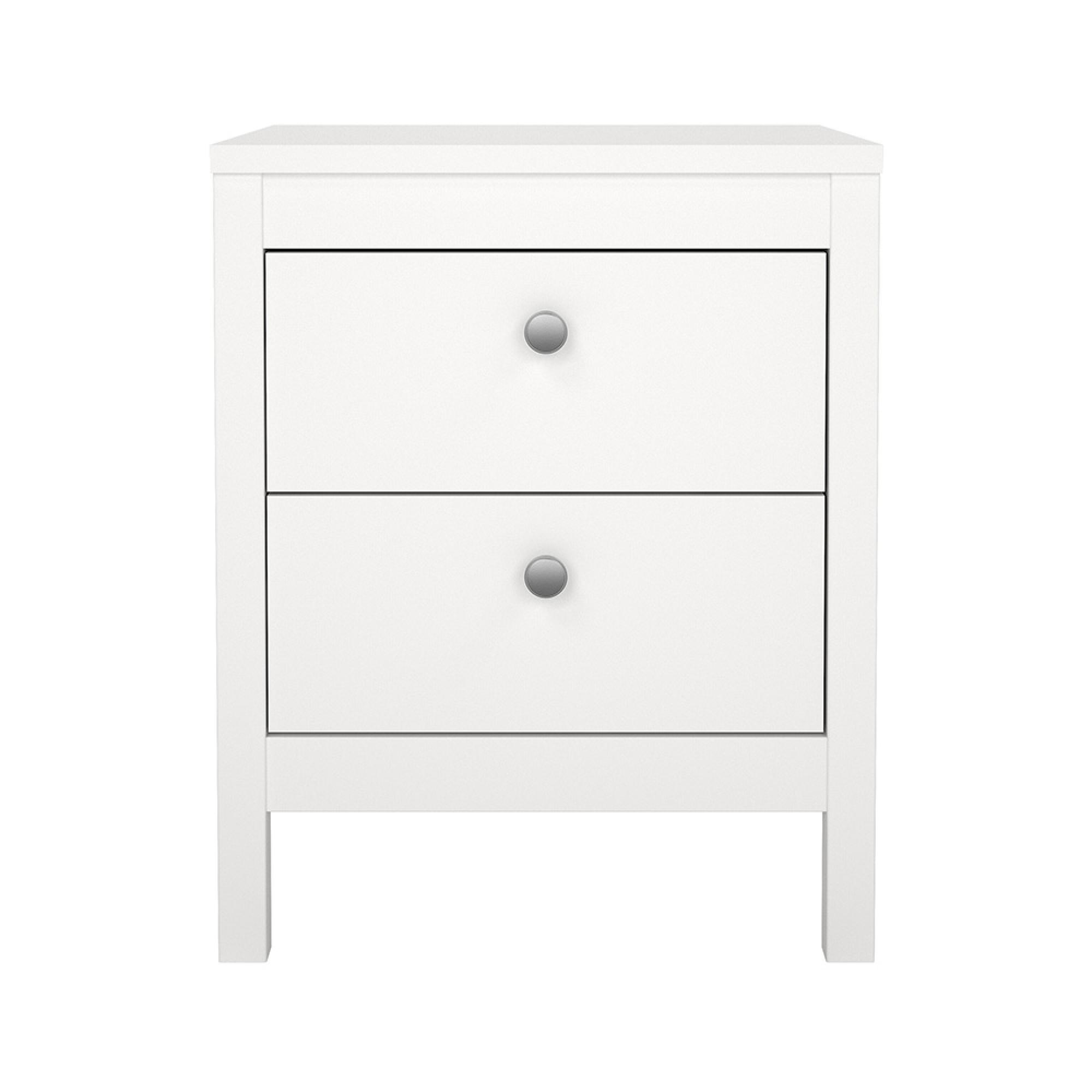 Madrid Bedside Cabinet - 2 Drawer - White