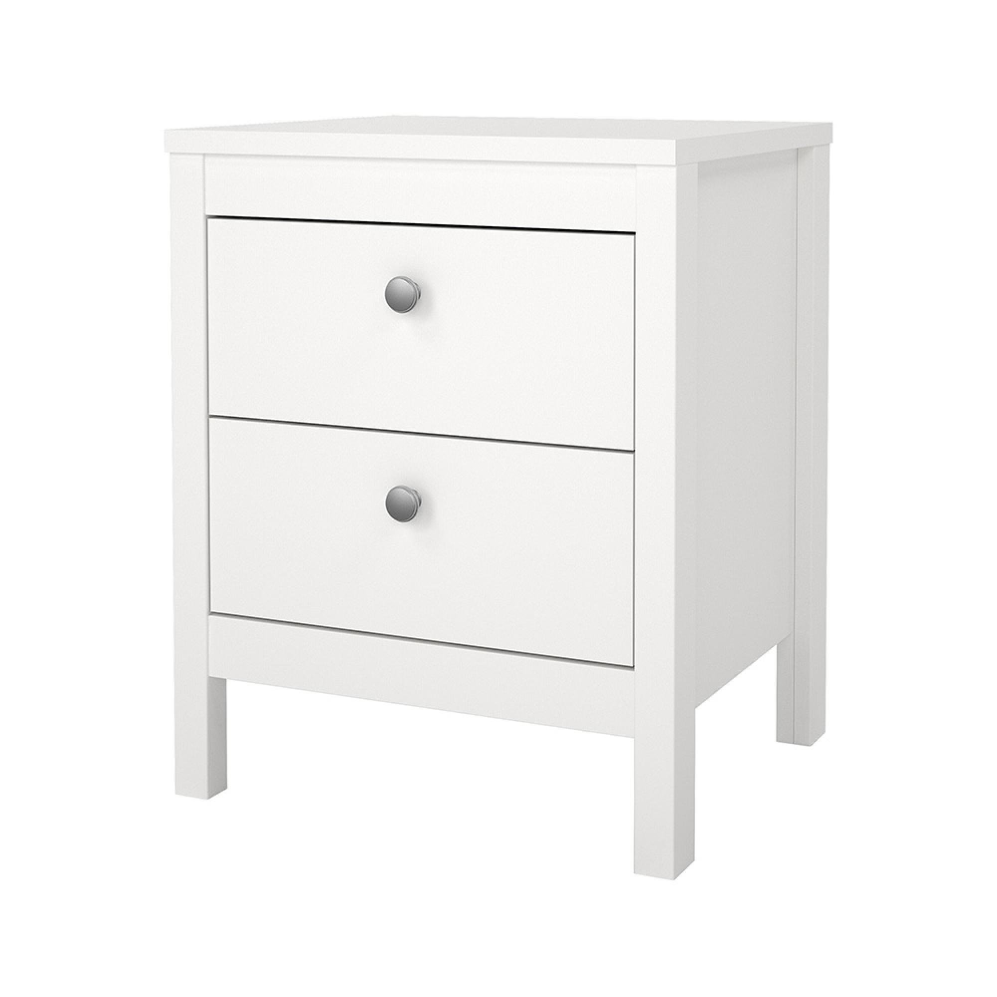 Madrid Bedside Cabinet - 2 Drawer - White