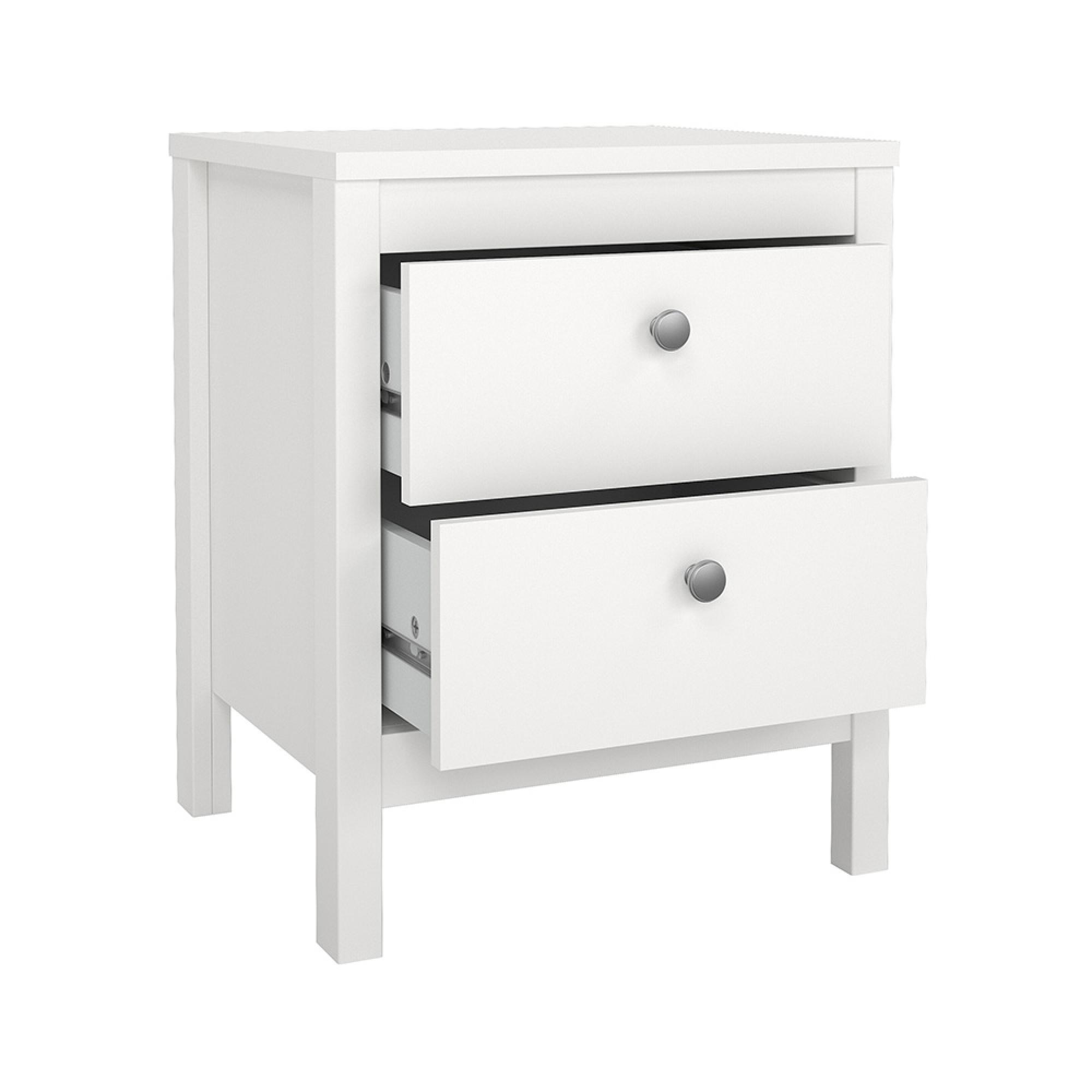 Madrid Bedside Cabinet - 2 Drawer - White